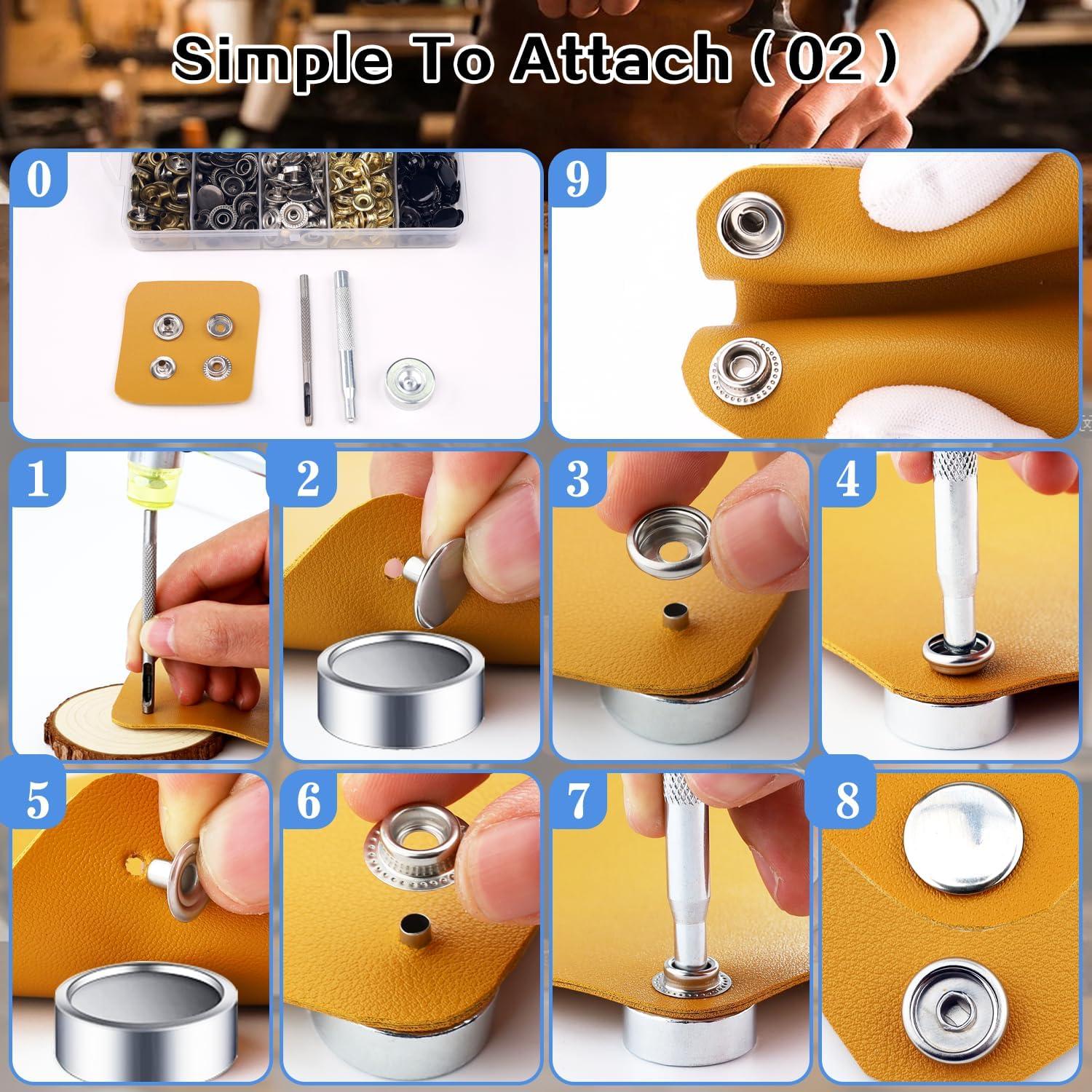 Kit de Botones a Presión XRIHSNAVI 15mm Acero Inoxidable 510 PCS