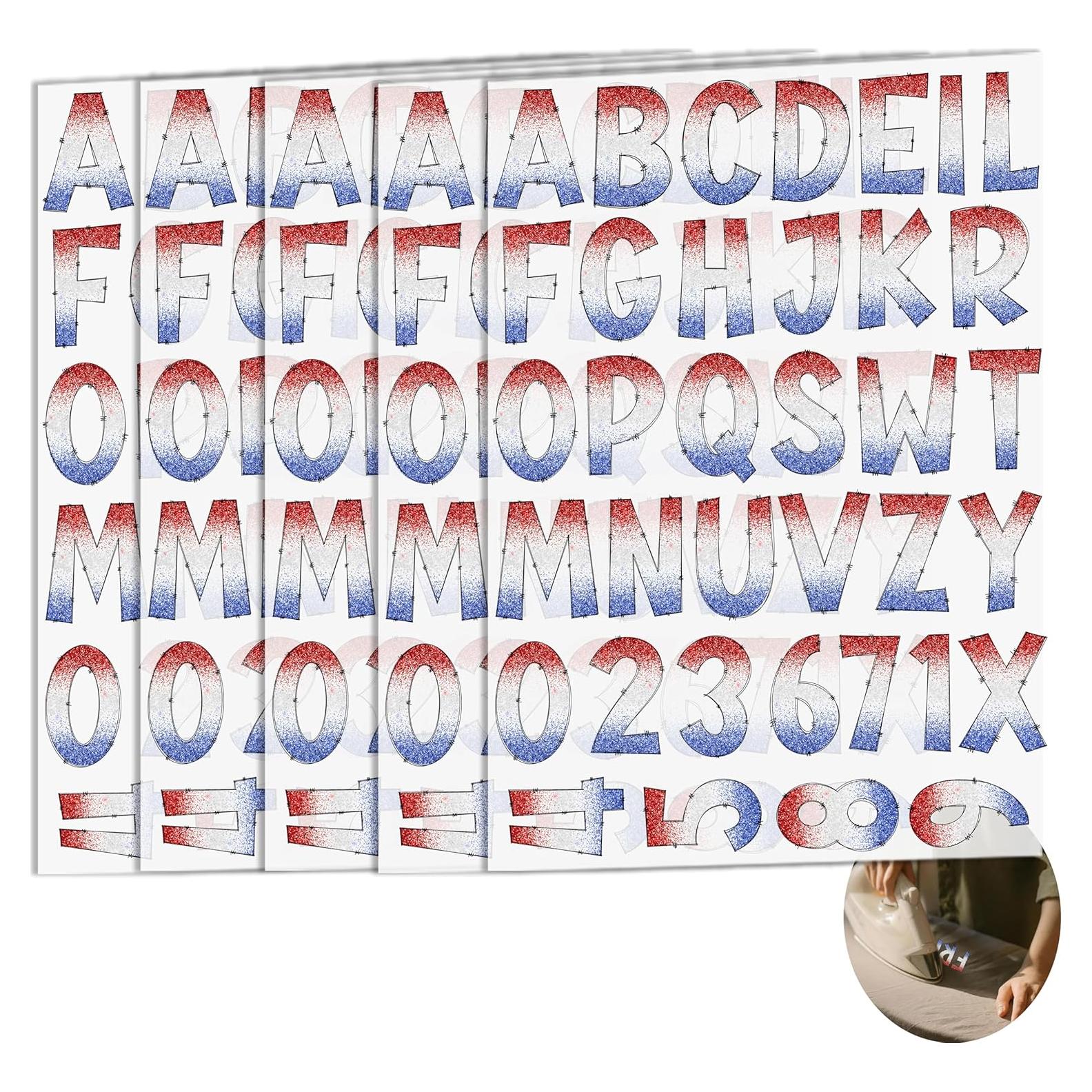 5 Hojas Letras y Números para Planchar Dolmifapro Bandera América