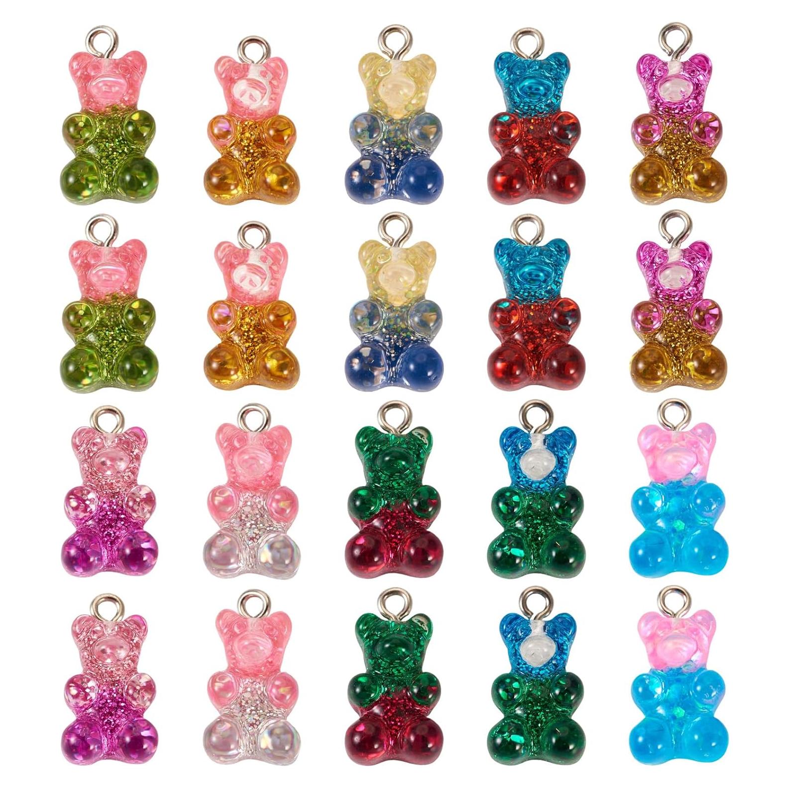 20 Piezas Encantos de Oso de Resina Gummy Bear 10 Colores
