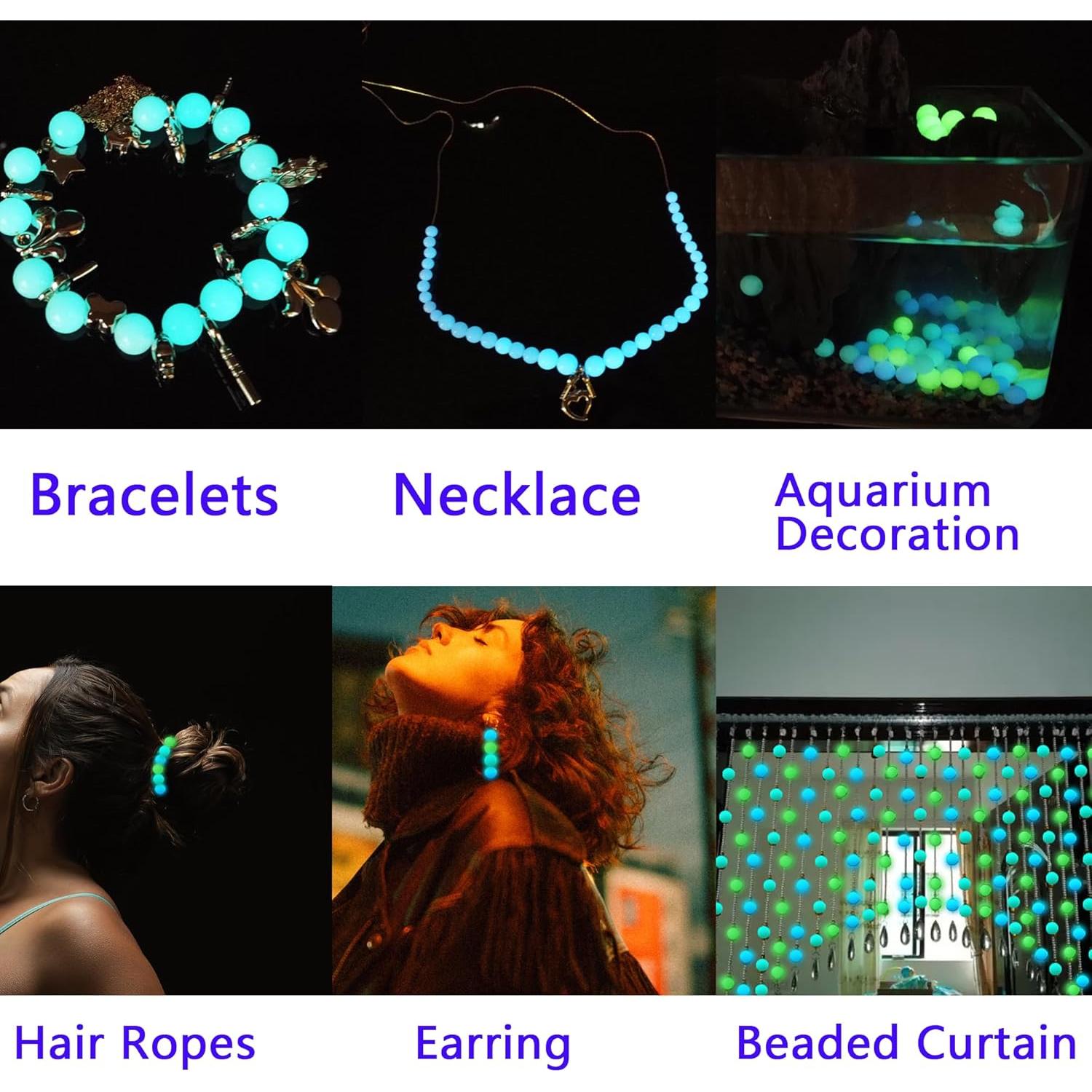 Perlas Brillantes en la Oscuridad TWINKLING 100pcs 6mm Azul