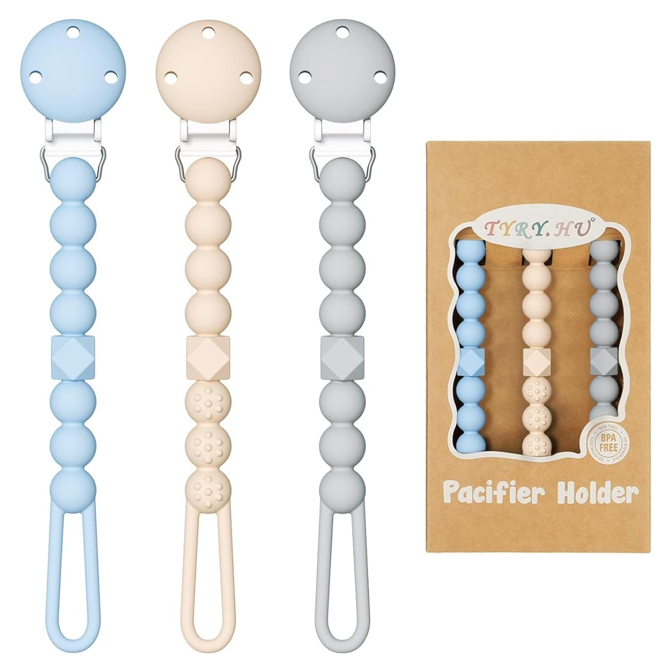 Clip de Chupete TYRY.HU 3 Piezas Silicona Suave y Flexible