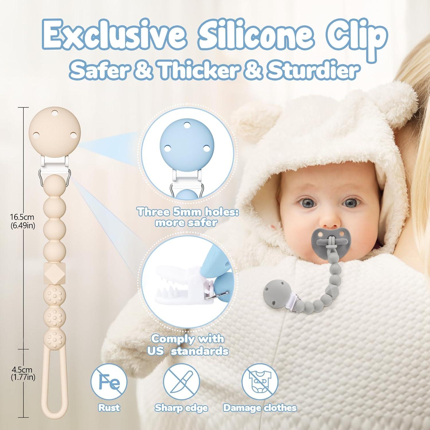 Clip de Chupete TYRY.HU 3 Piezas Silicona Suave y Flexible