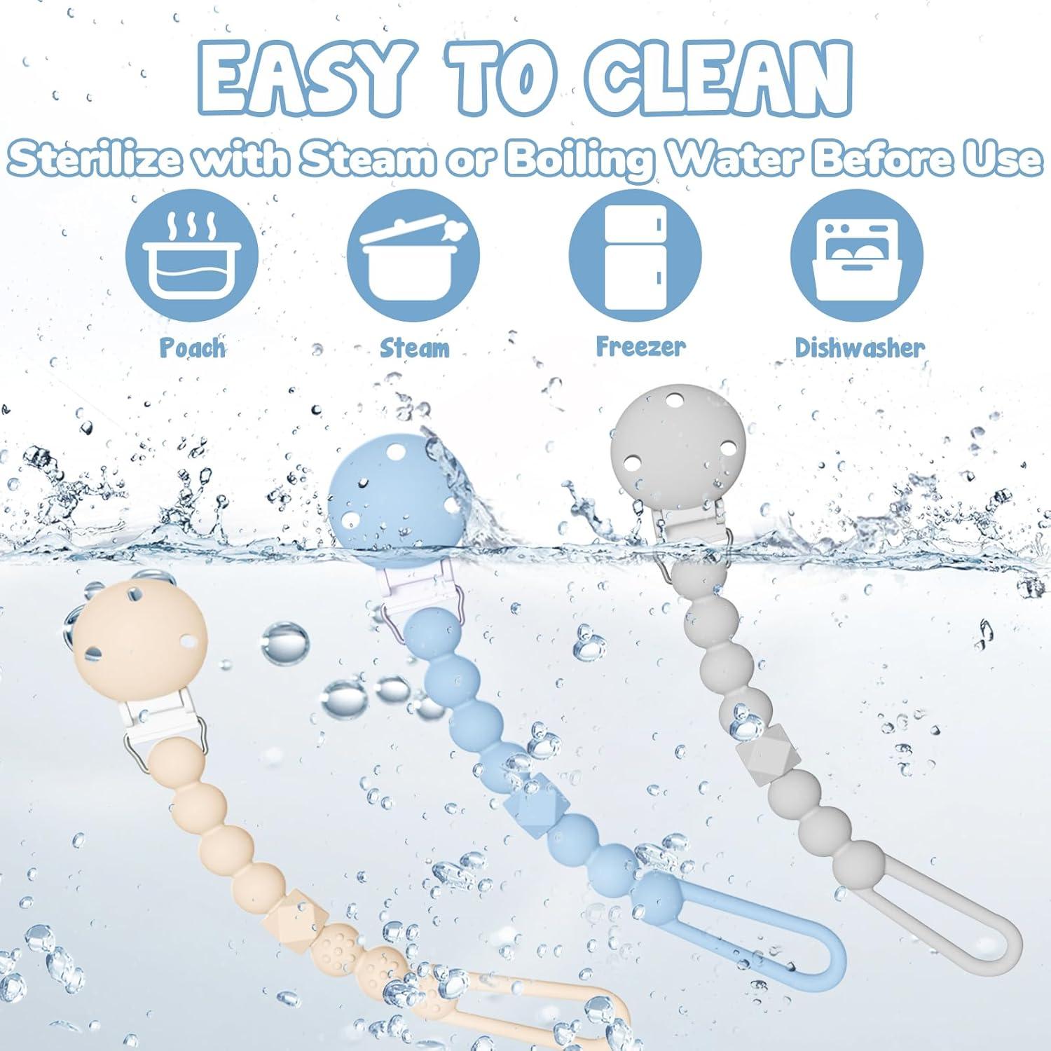 Clip de Chupete TYRY.HU 3 Piezas Silicona Suave y Flexible