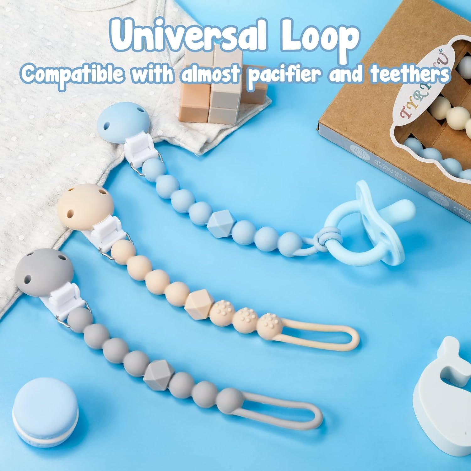 Clip de Chupete TYRY.HU 3 Piezas Silicona Suave y Flexible