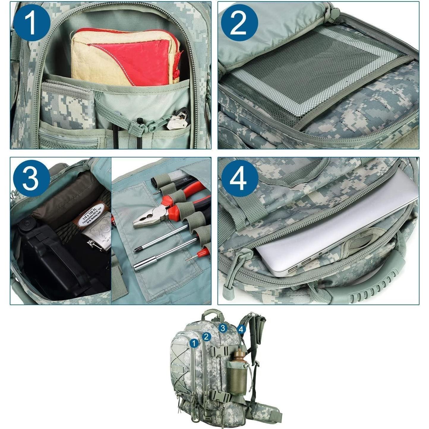 Mochila Táctica Expandible Militar ACU 60L para Senderismo