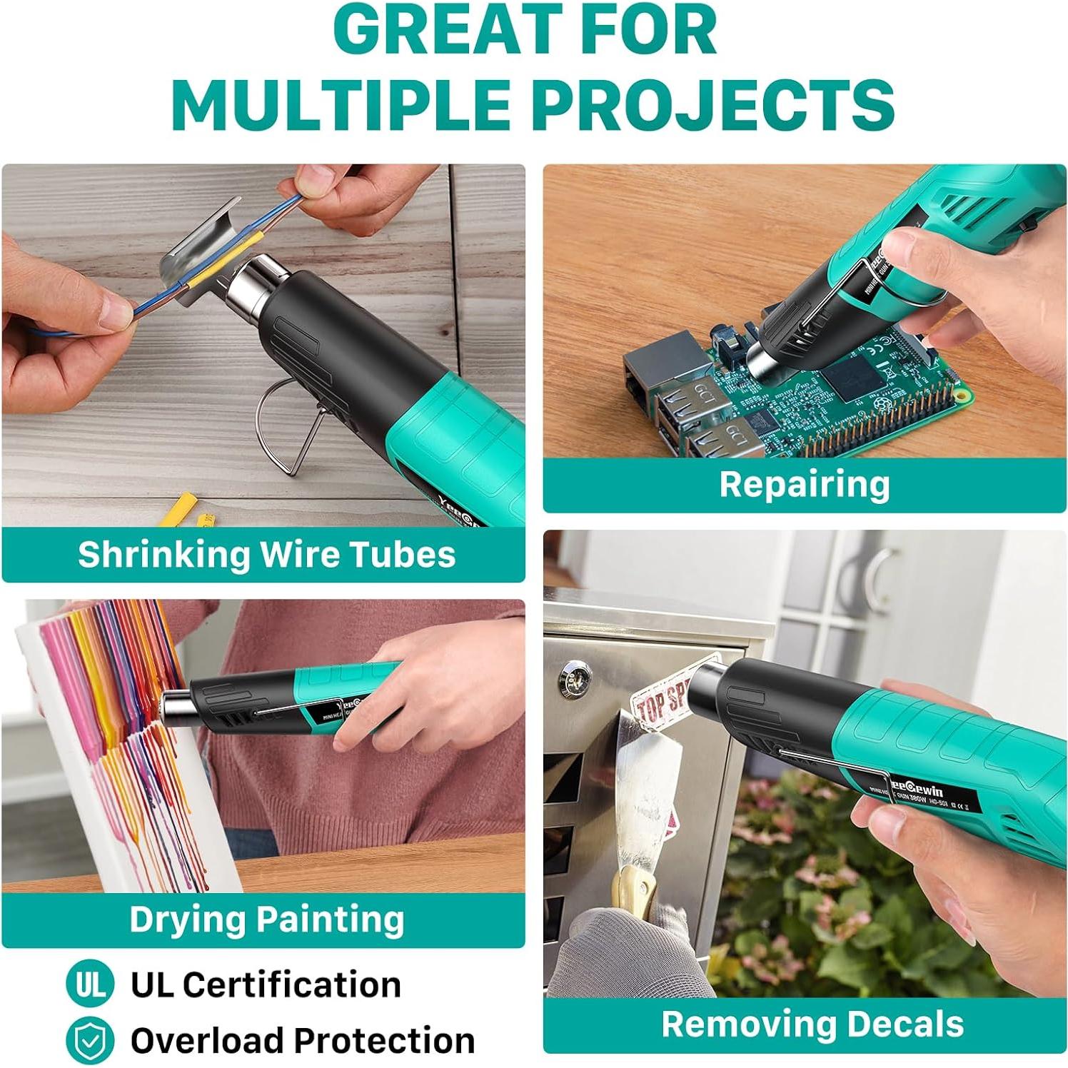 Pistola de Calor Mini 380W Yeegewin Doble Temperatura 249-455°C