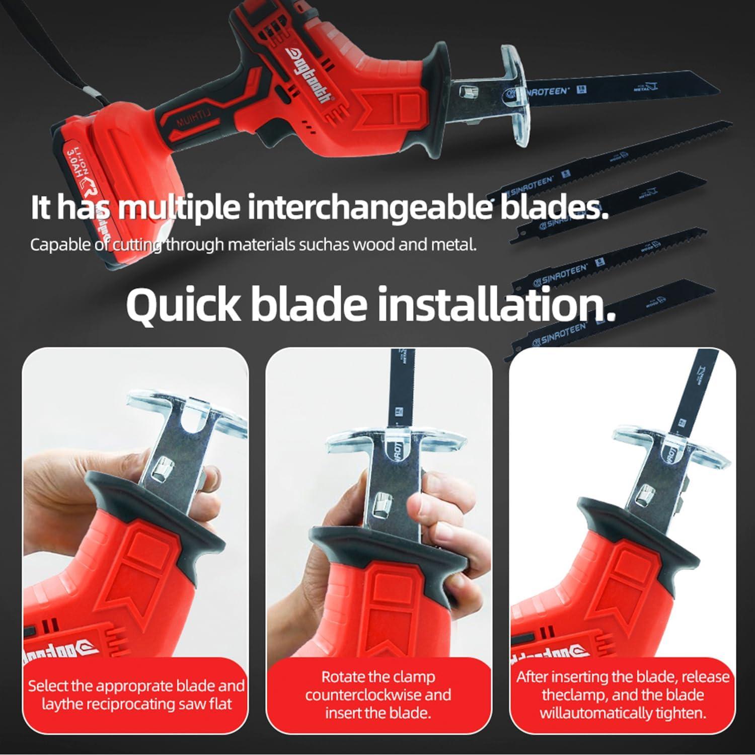 Sierra Recíproca Inalámbrica Dogtooth 21V Compacta con 2 Baterías