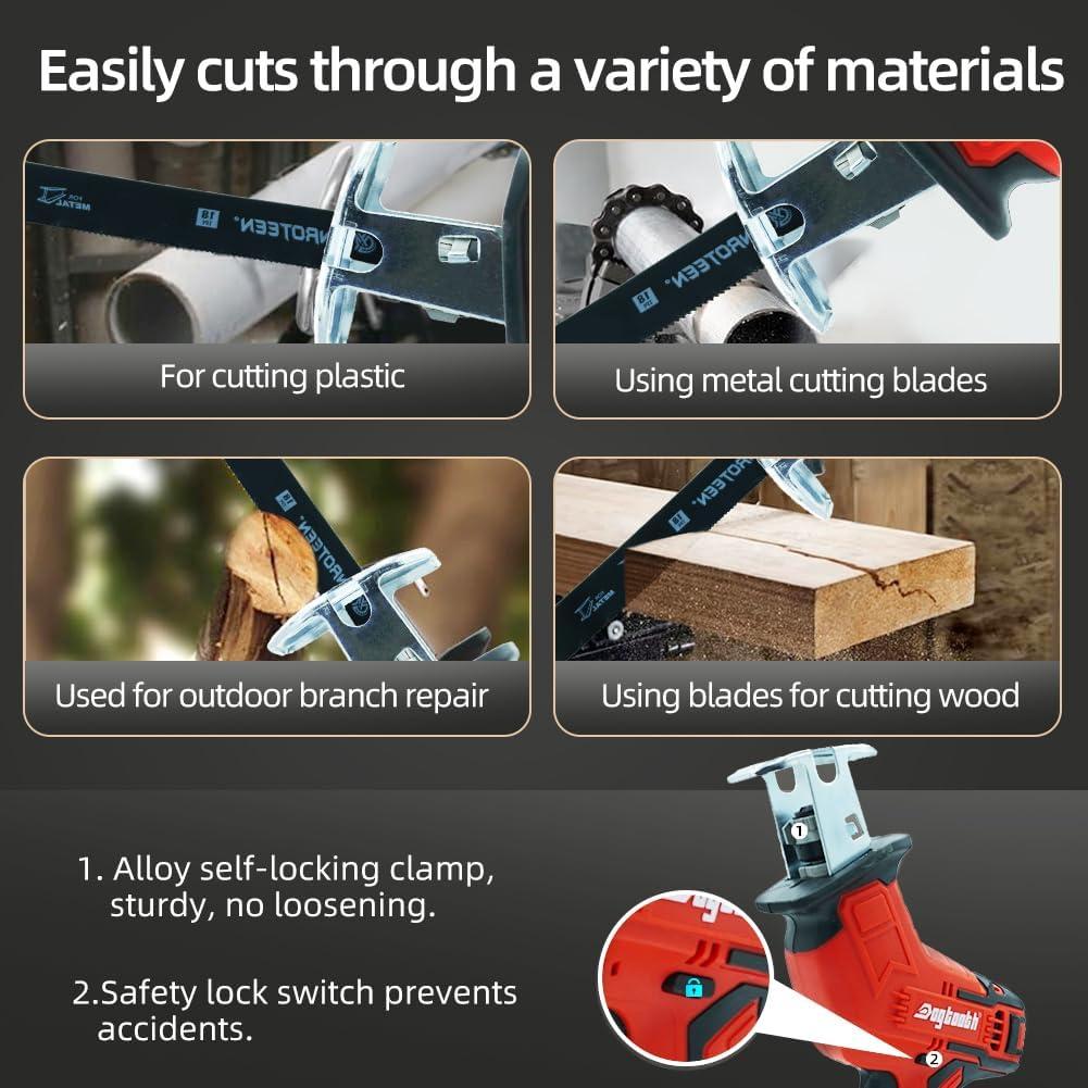 Sierra Recíproca Inalámbrica Dogtooth 21V Compacta con 2 Baterías