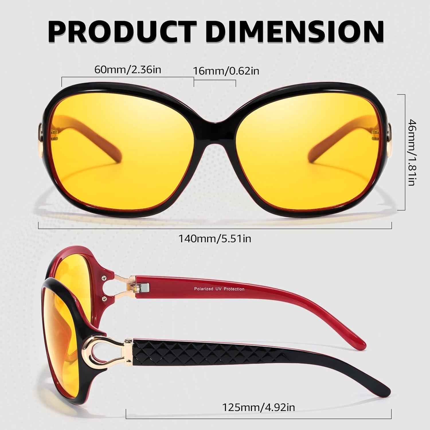Gafas de Visión Nocturna TJUTR Lente Amarilla Polarizada