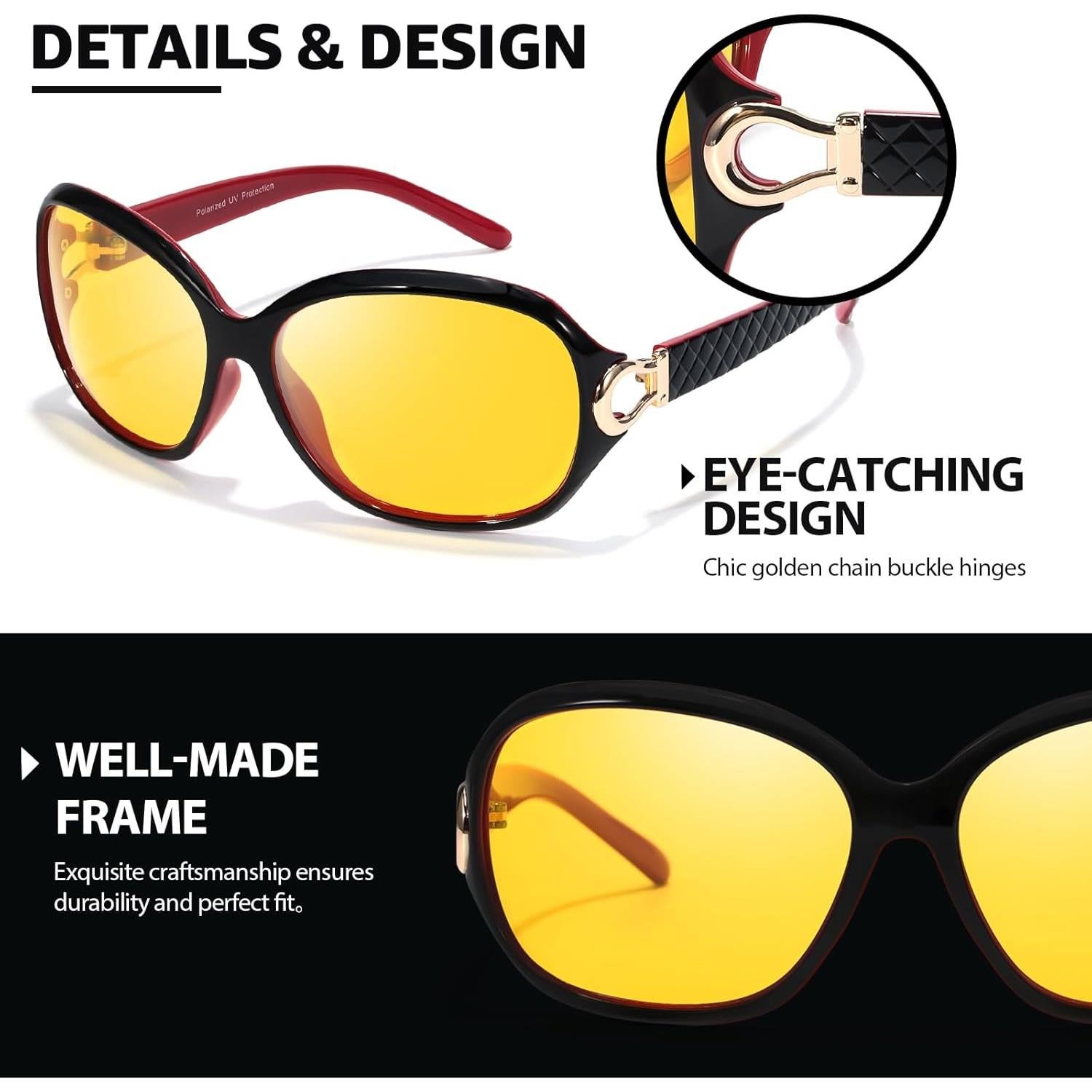 Gafas de Visión Nocturna TJUTR Lente Amarilla Polarizada