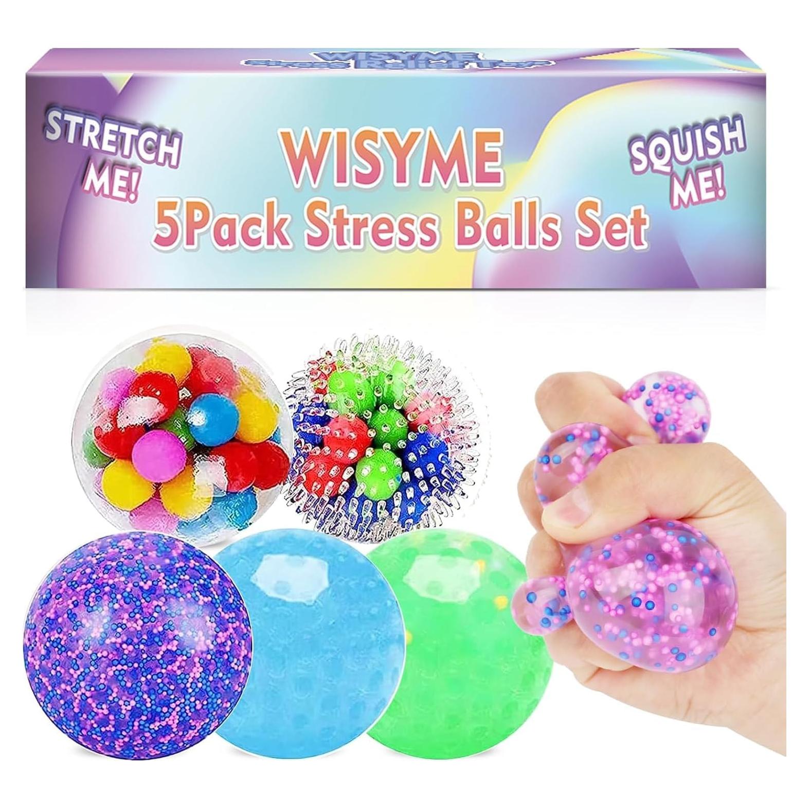 5PACK Pelotas Antiestrés WISYME 5,08 cm Alivio Estrés