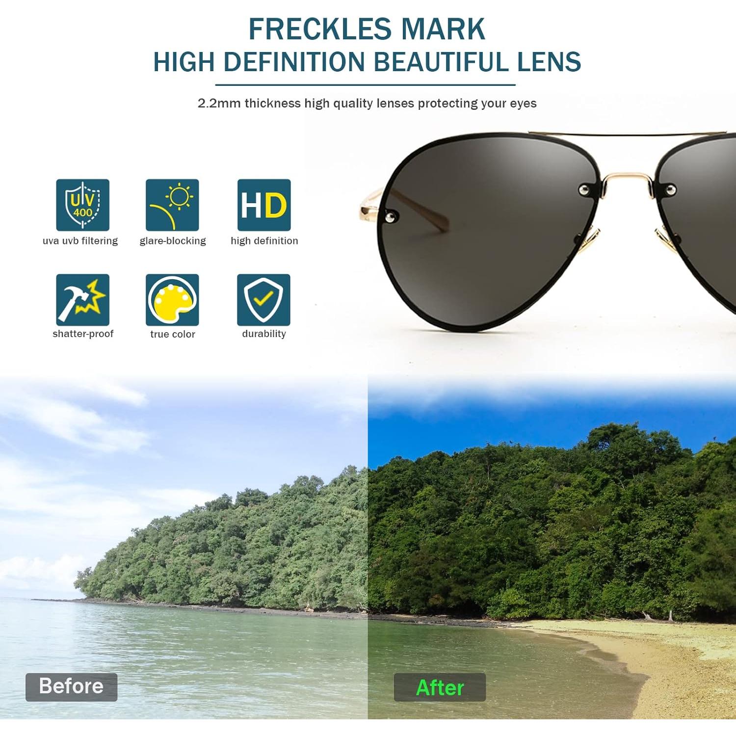 Gafas de sol aviador Freckles Mark unisex retro 62mm UV400