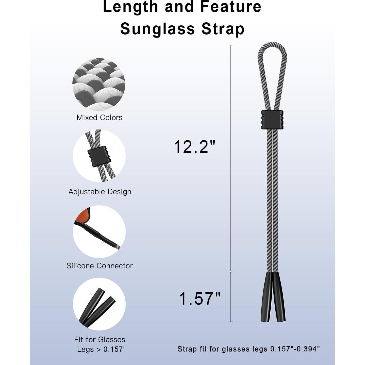 Paquete de 3 correas para gafas de sol - Ajustables y cómodas