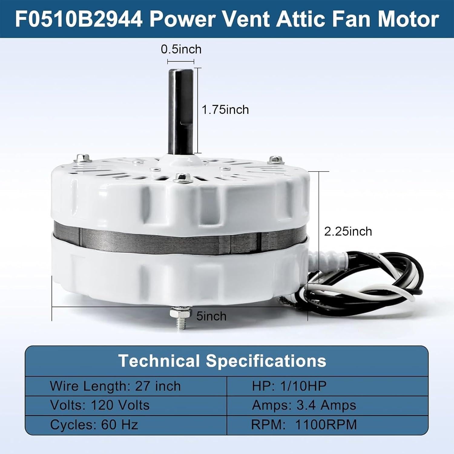 Motor de Ventilador de Techo Aibabcue F0510B2944 3.4A 1100RPM
