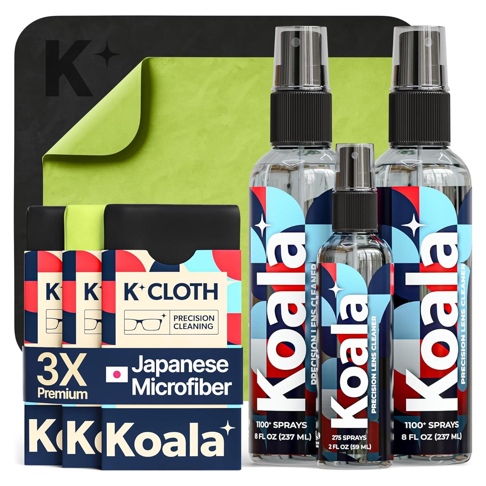 Kit Limpiador de Lentes Koala | 2 Botellas 226ml + 3 Paños