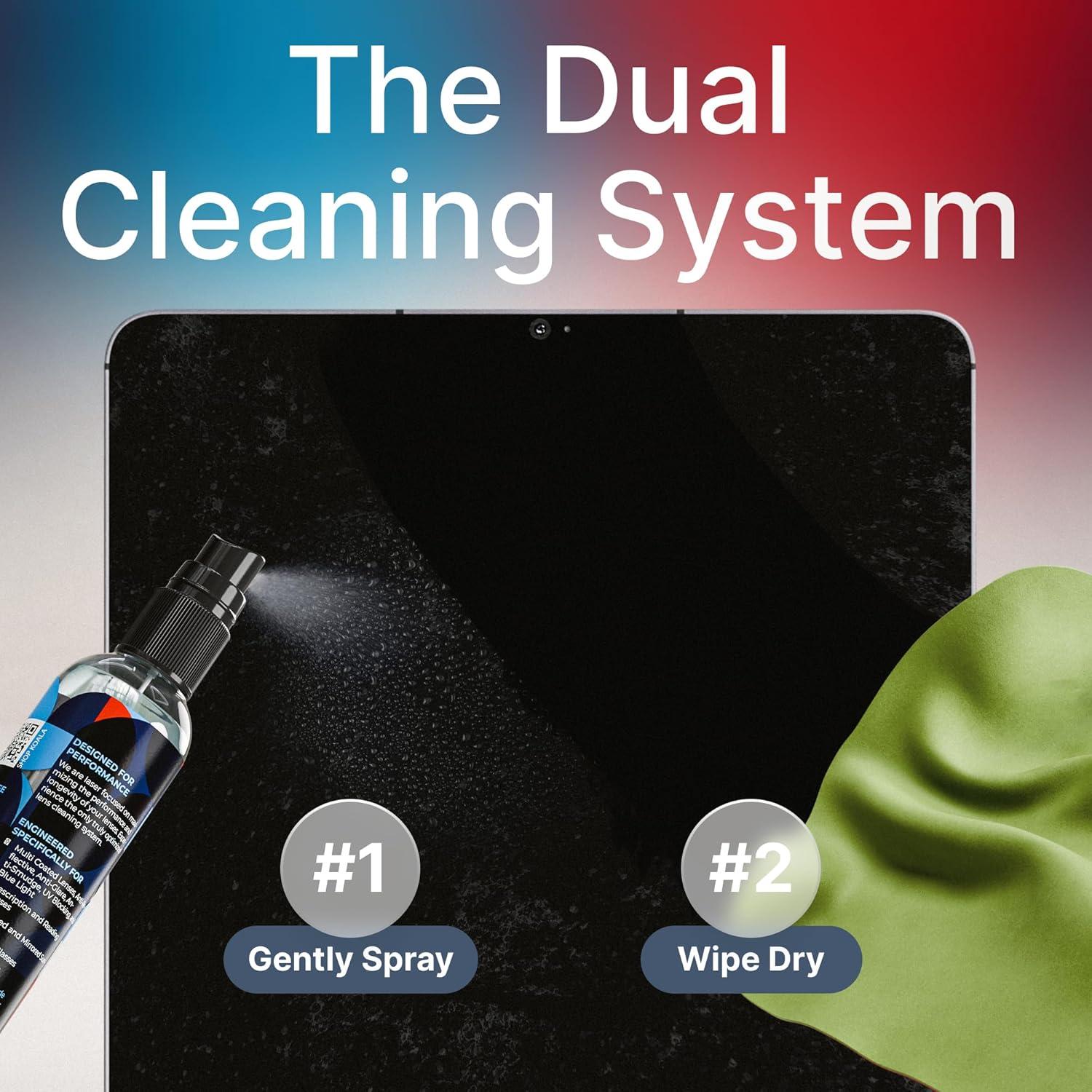 Kit Limpiador de Lentes Koala | 2 Botellas 226ml + 3 Paños