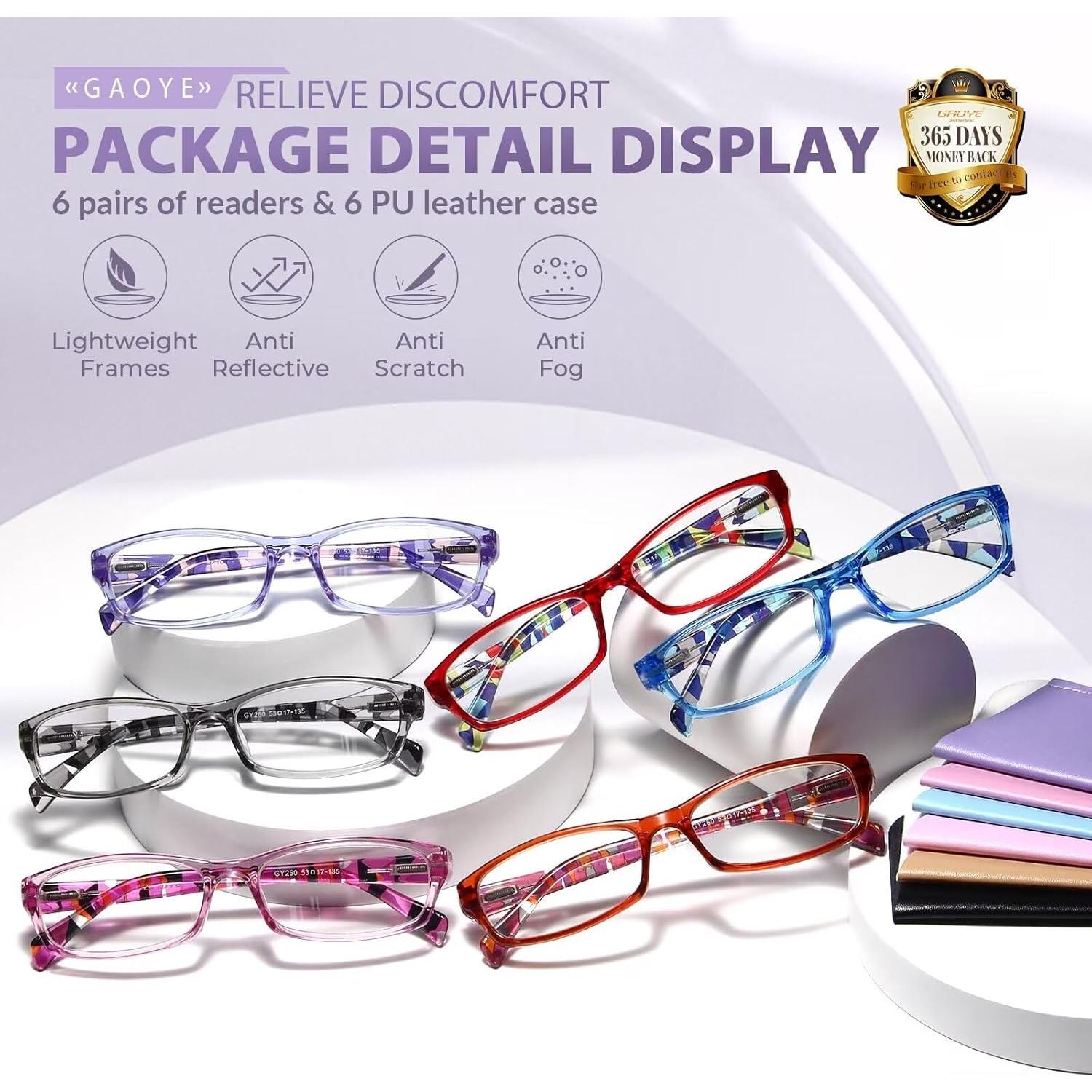 Gafas de lectura Gaoye 6 pares con protección UV400