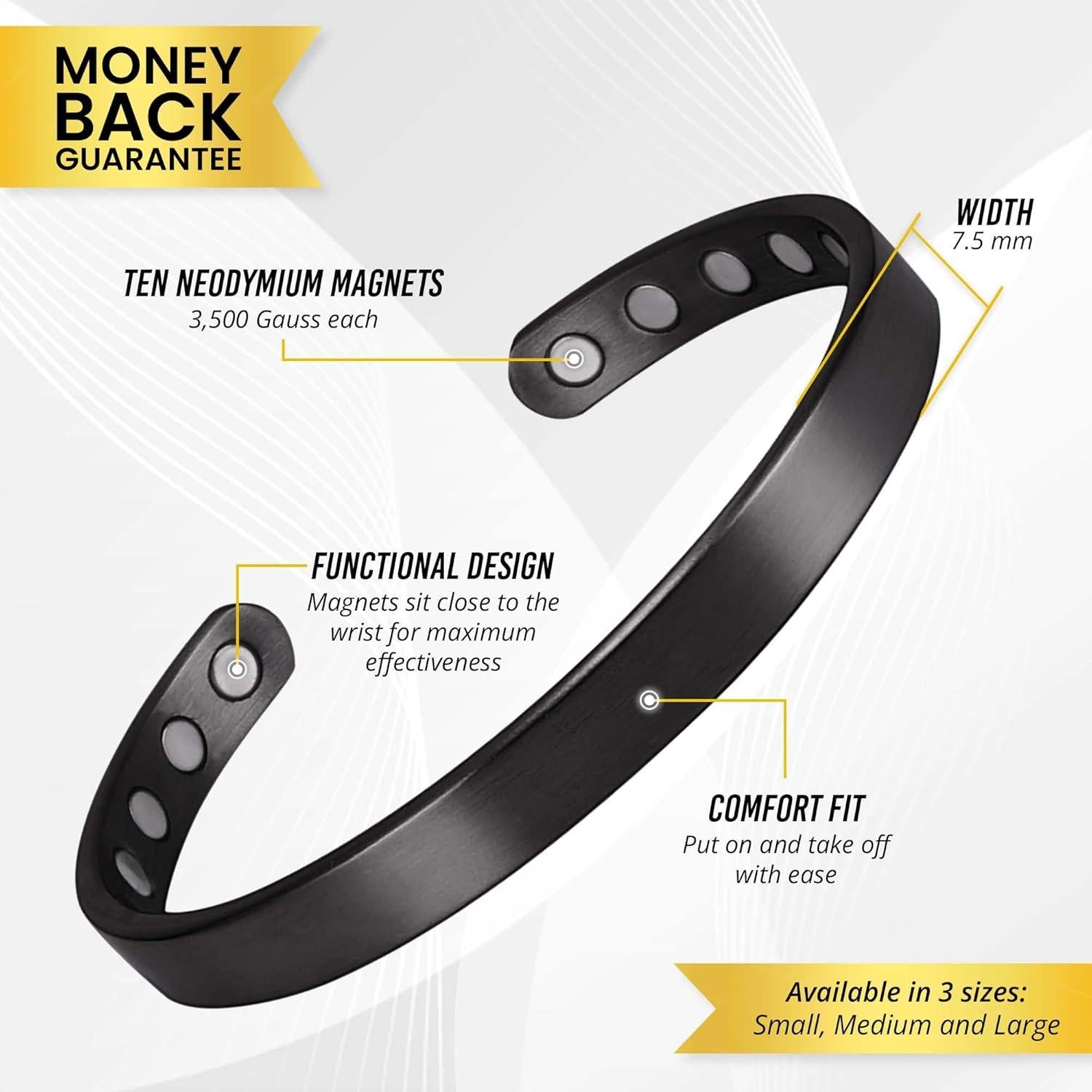 Pulsera Magnética MagnetRX para Hombres - Negro Mediana