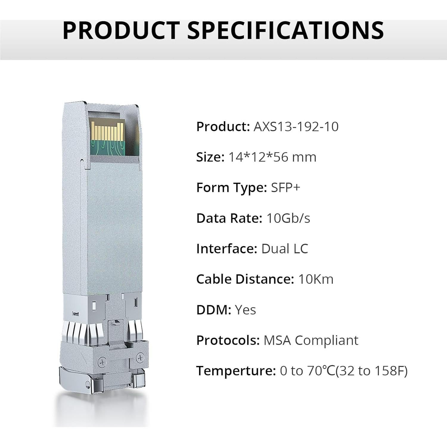 Transceptor de Fibra 10G LR SFP+ Ipolex 10km 1310nm LC