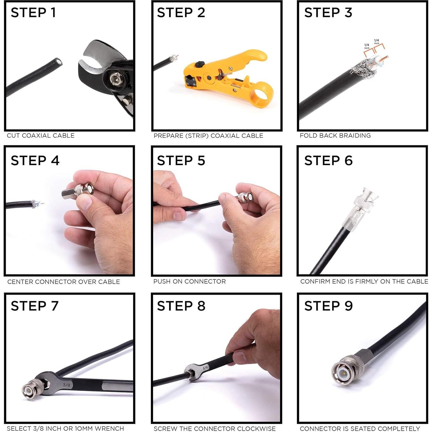 Conectores BNC Enroscar EL CIMPLE CO RG59 - Paquete de 4