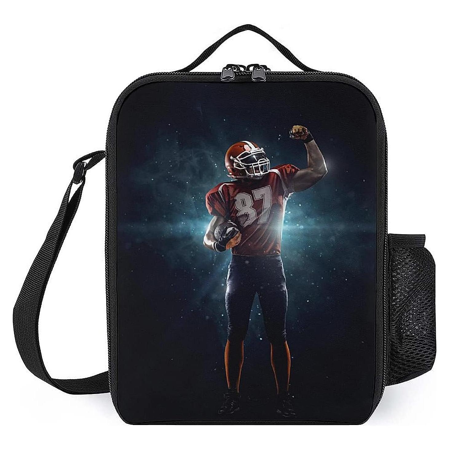 Caja de Almuerzo Aislada ZHXR para Niños Fútbol Americano 26.7x20.3cm