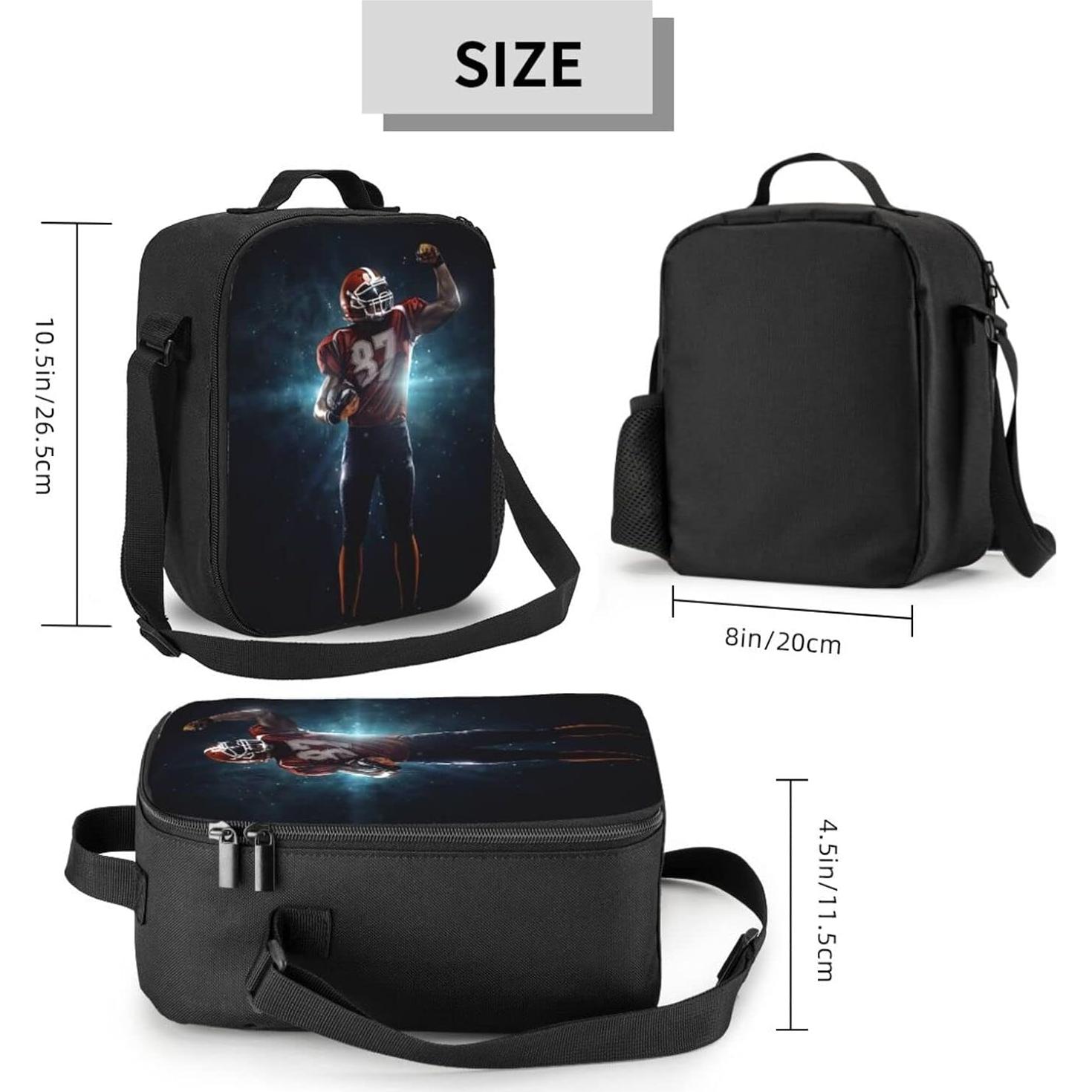 Caja de Almuerzo Aislada ZHXR para Niños Fútbol Americano 26.7x20.3cm