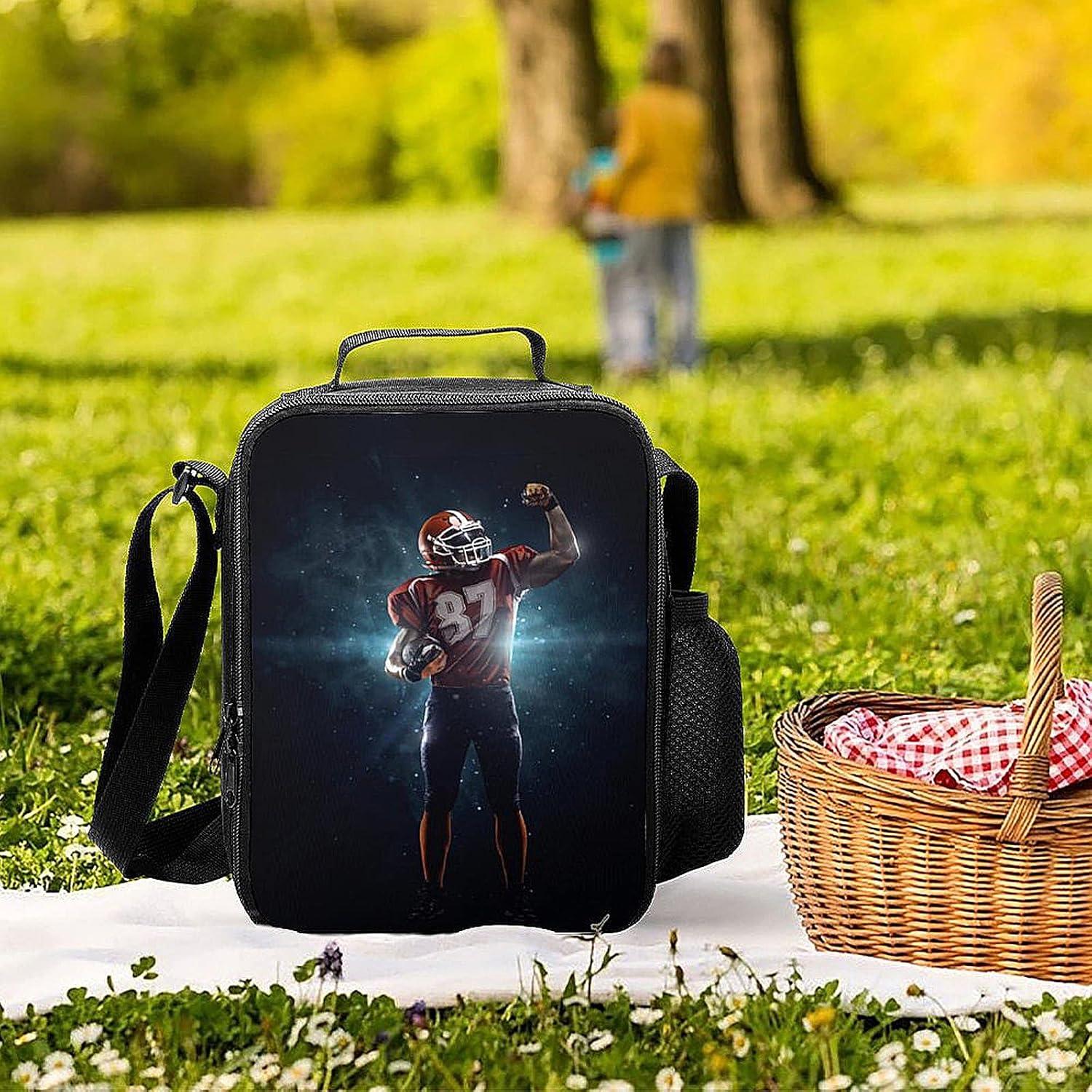 Caja de Almuerzo Aislada ZHXR para Niños Fútbol Americano 26.7x20.3cm