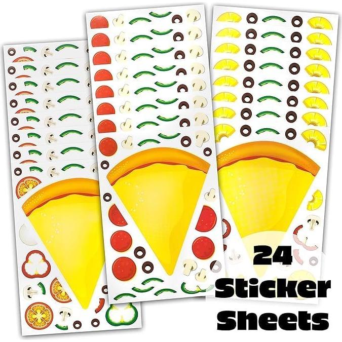 Stickers de Pizza para Niños Edgewood Toys - 24 Piezas Grande
