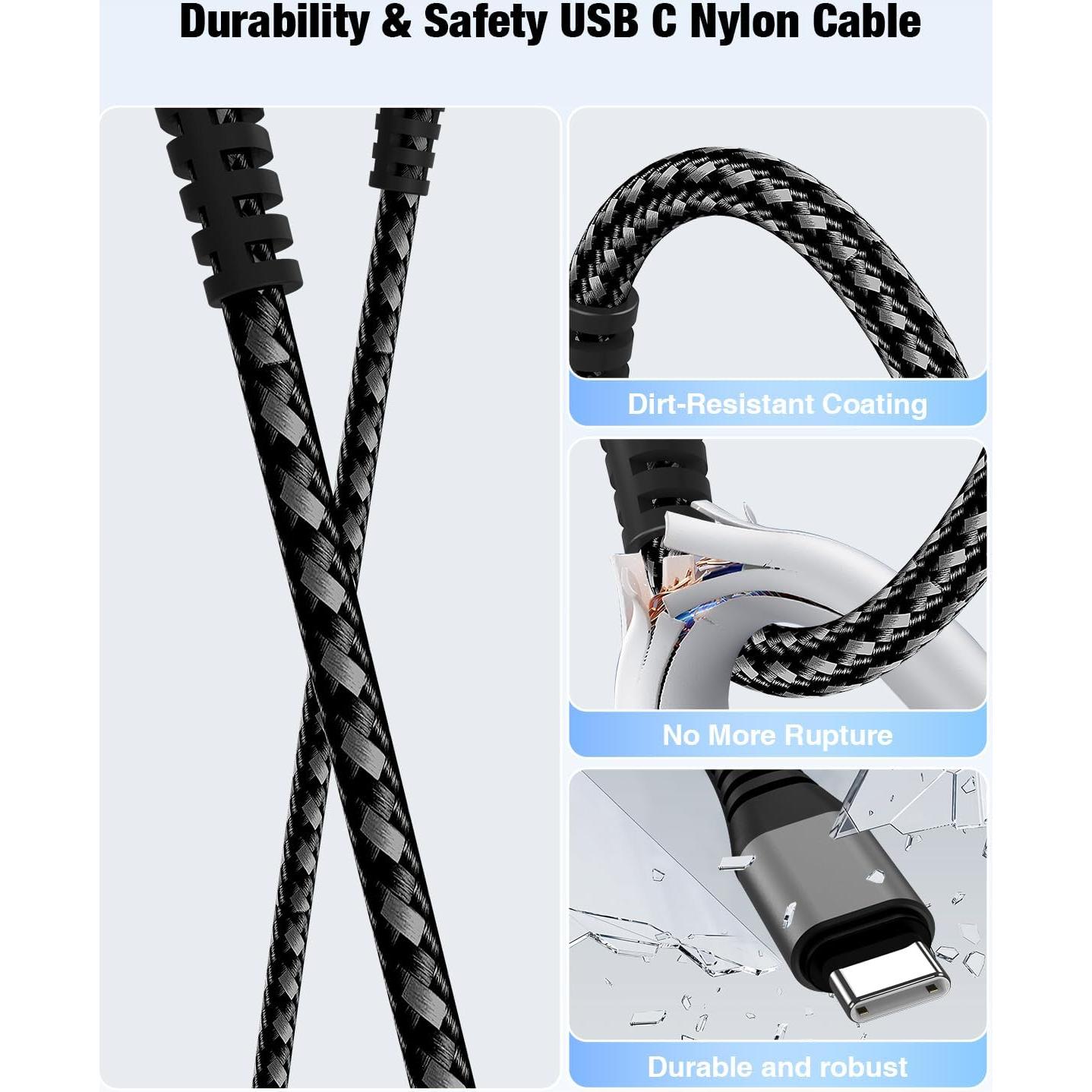 Cable USB C a USB C Cabepow 240W 2-Pack 6FT+10FT Negro