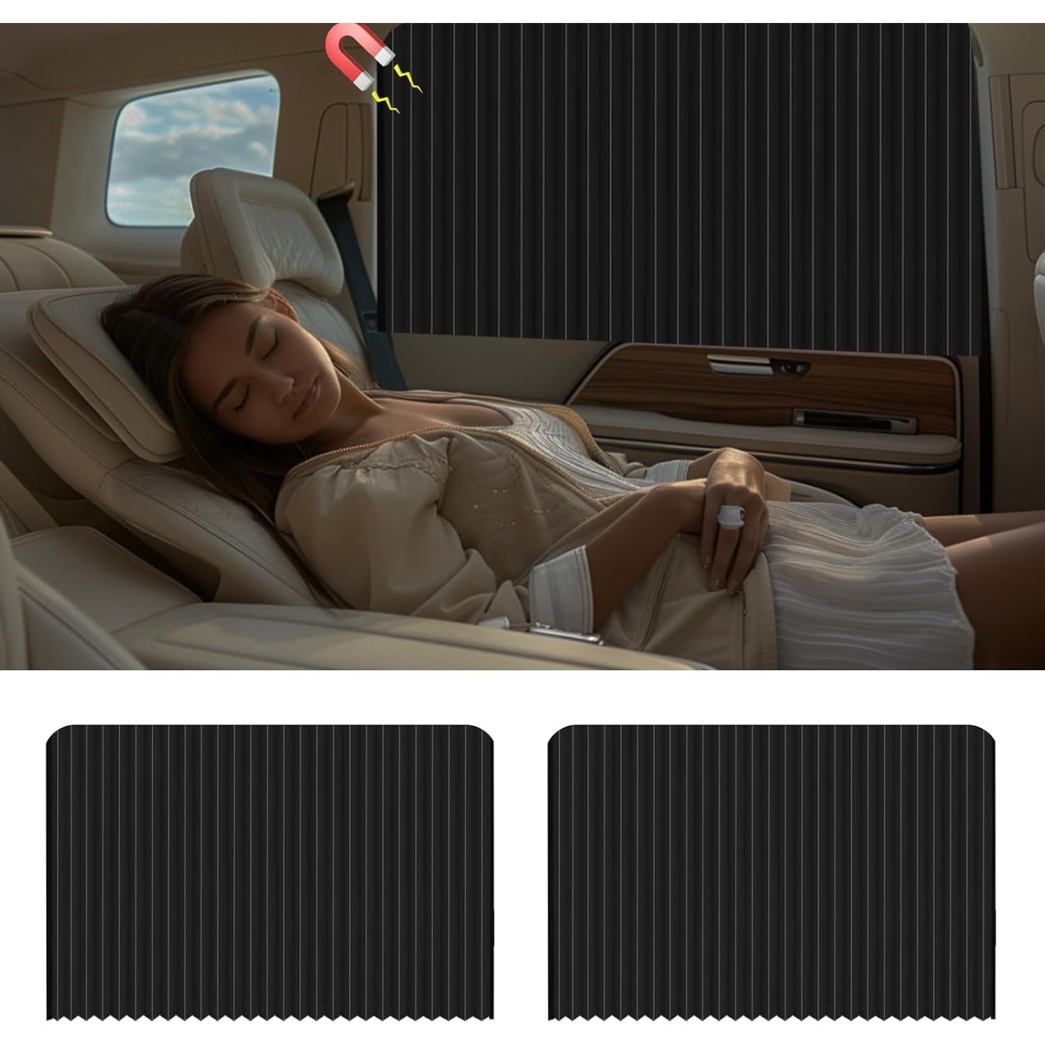 Cortinas Sombra para Ventana de Auto Ovege 2pcs Negro Opaco