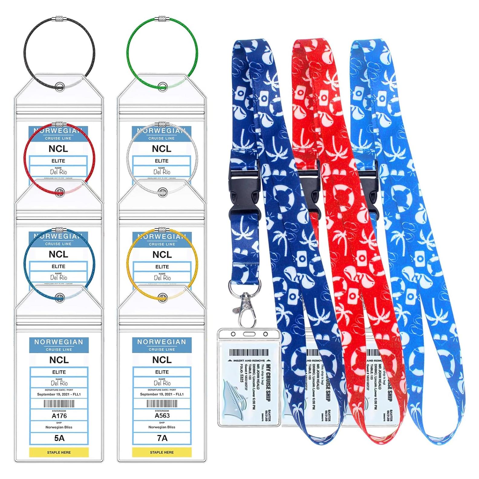 6 Soportes de Etiquetas de Equipaje NCL + 3 Cuerdas Crucero