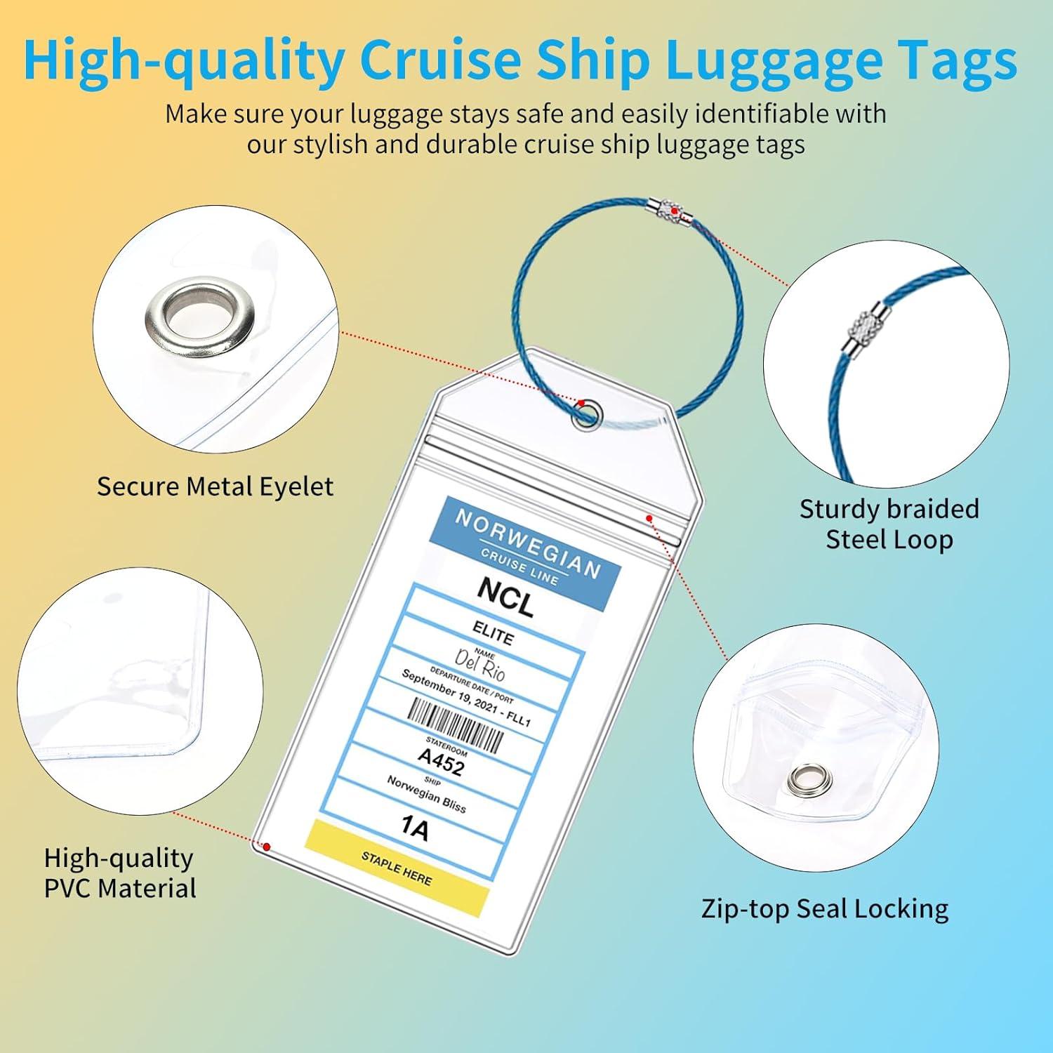 6 Soportes de Etiquetas de Equipaje NCL + 3 Cuerdas Crucero