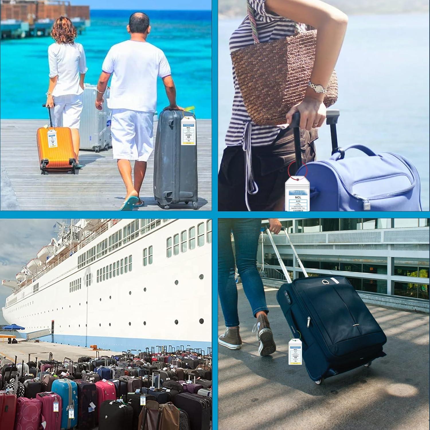 6 Soportes de Etiquetas de Equipaje NCL + 3 Cuerdas Crucero