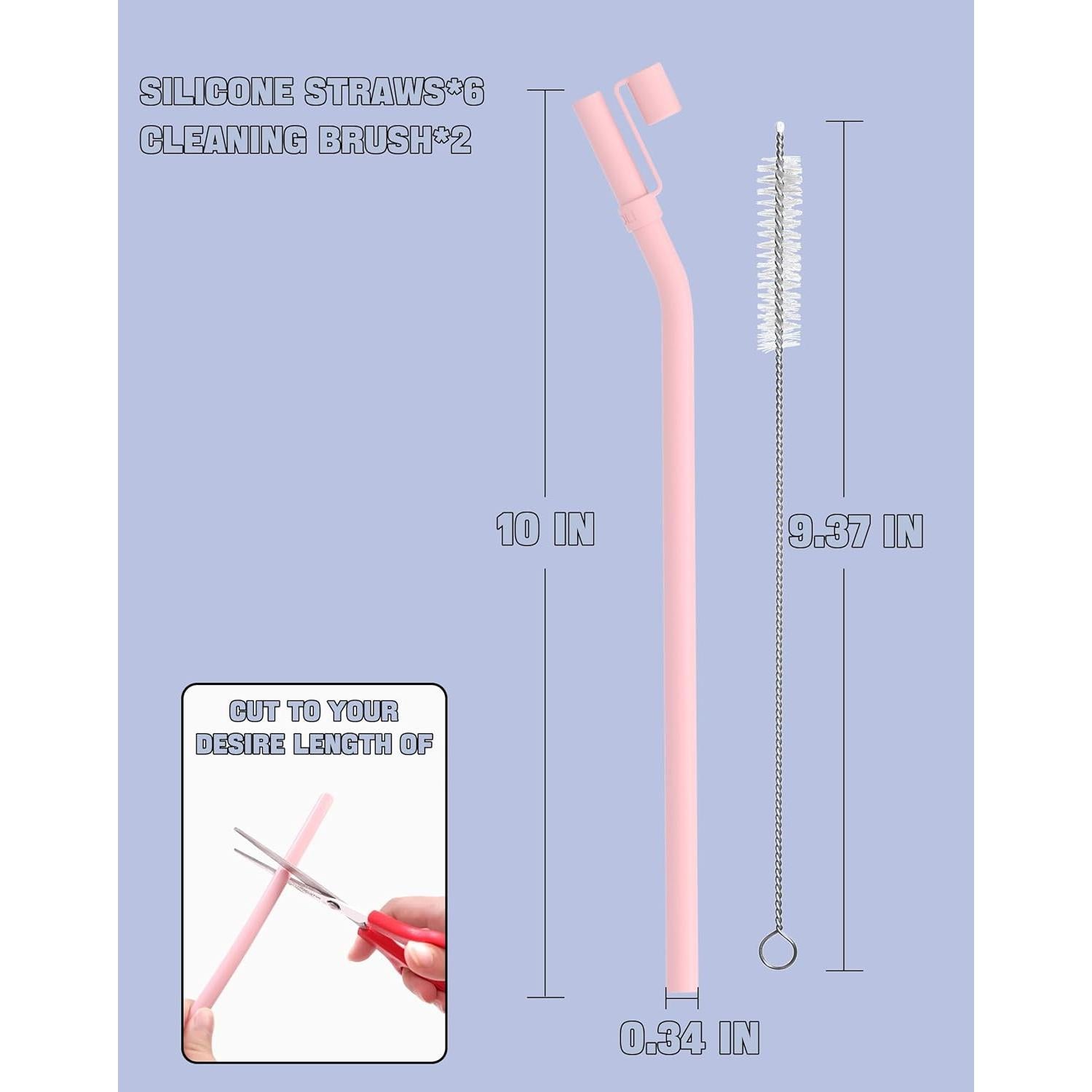 Pajillas de Silicona Reutilizables Doboli 10 Pulgadas 6 Unidades