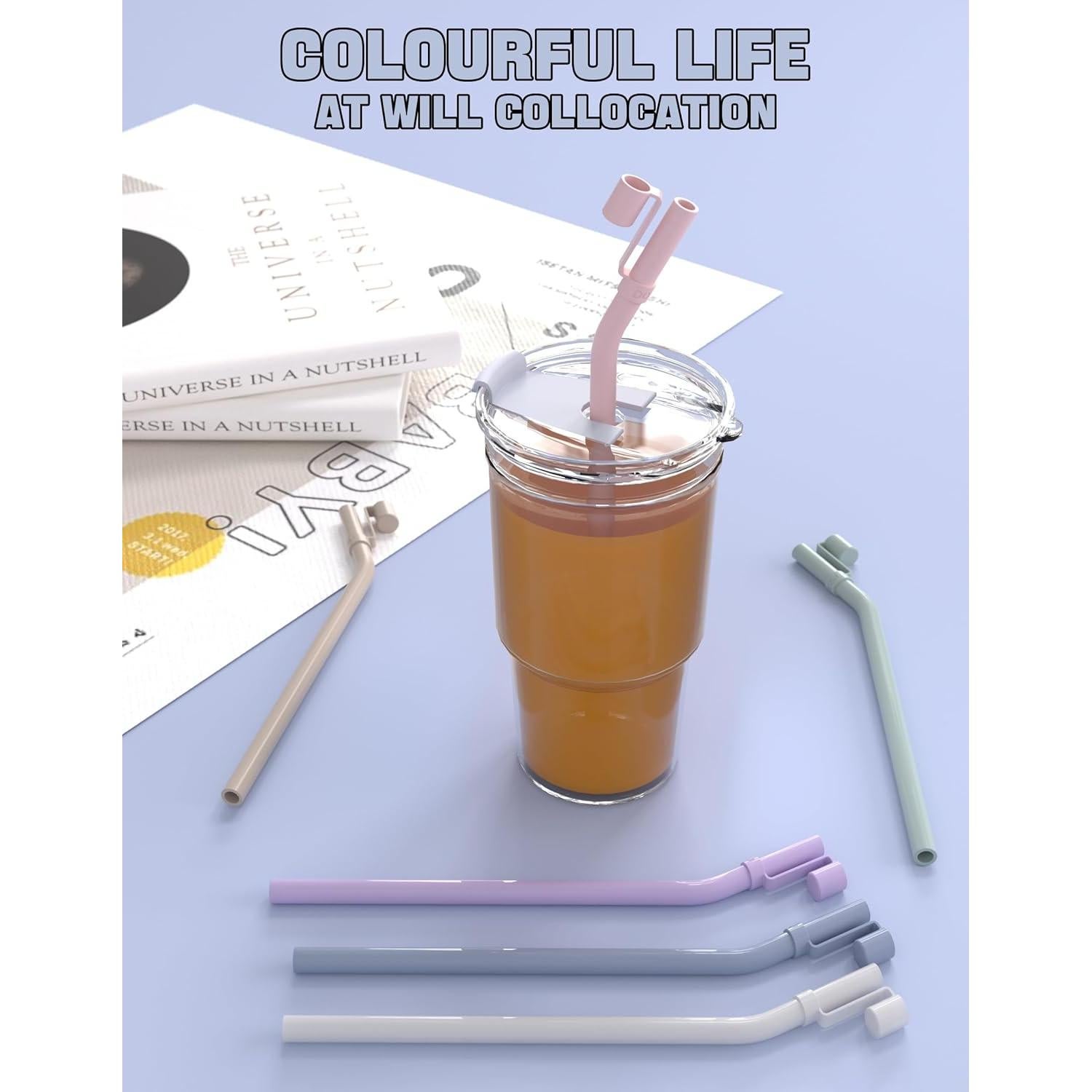 Pajillas de Silicona Reutilizables Doboli 10 Pulgadas 6 Unidades