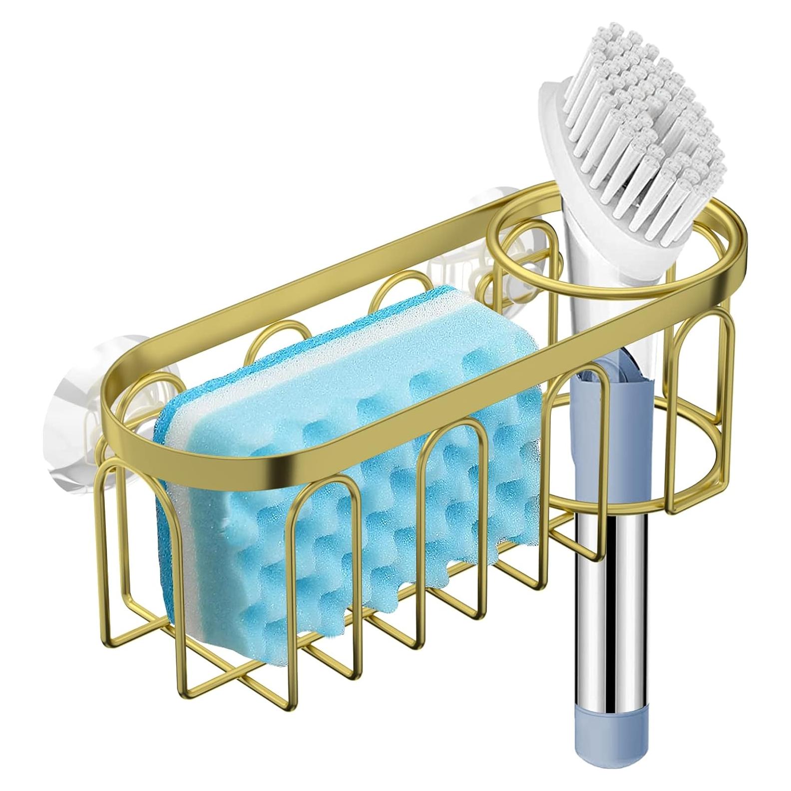 Soporte de Esponja Yazoni con Ventosa para Fregadero - Dorado