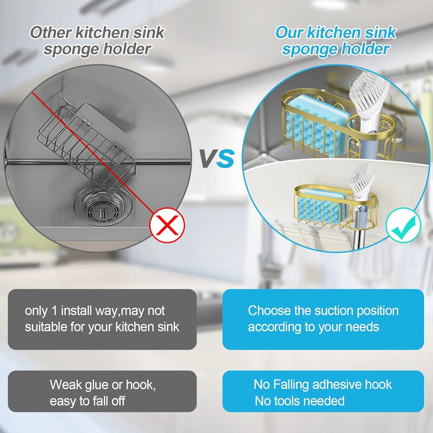 Soporte de Esponja Yazoni con Ventosa para Fregadero - Dorado