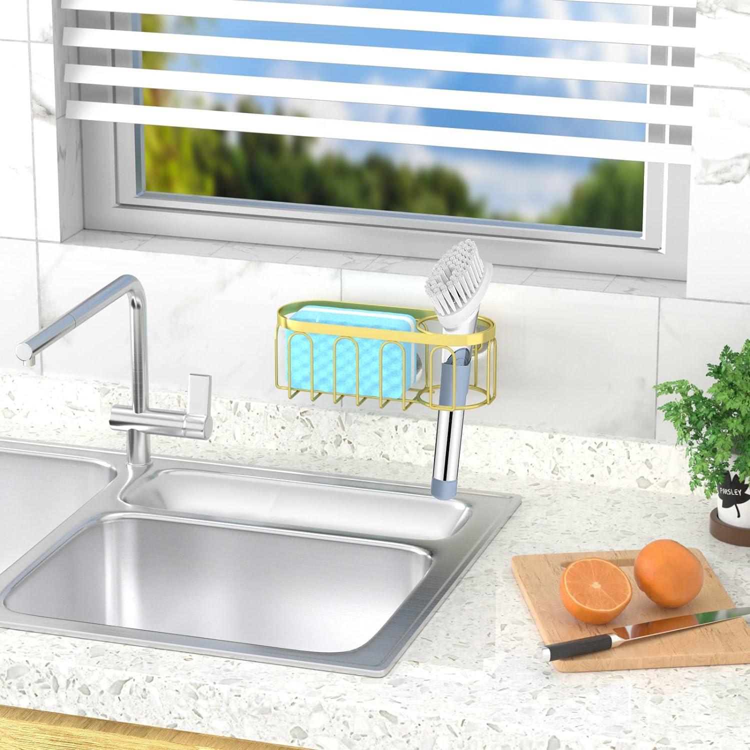 Soporte de Esponja Yazoni con Ventosa para Fregadero - Dorado