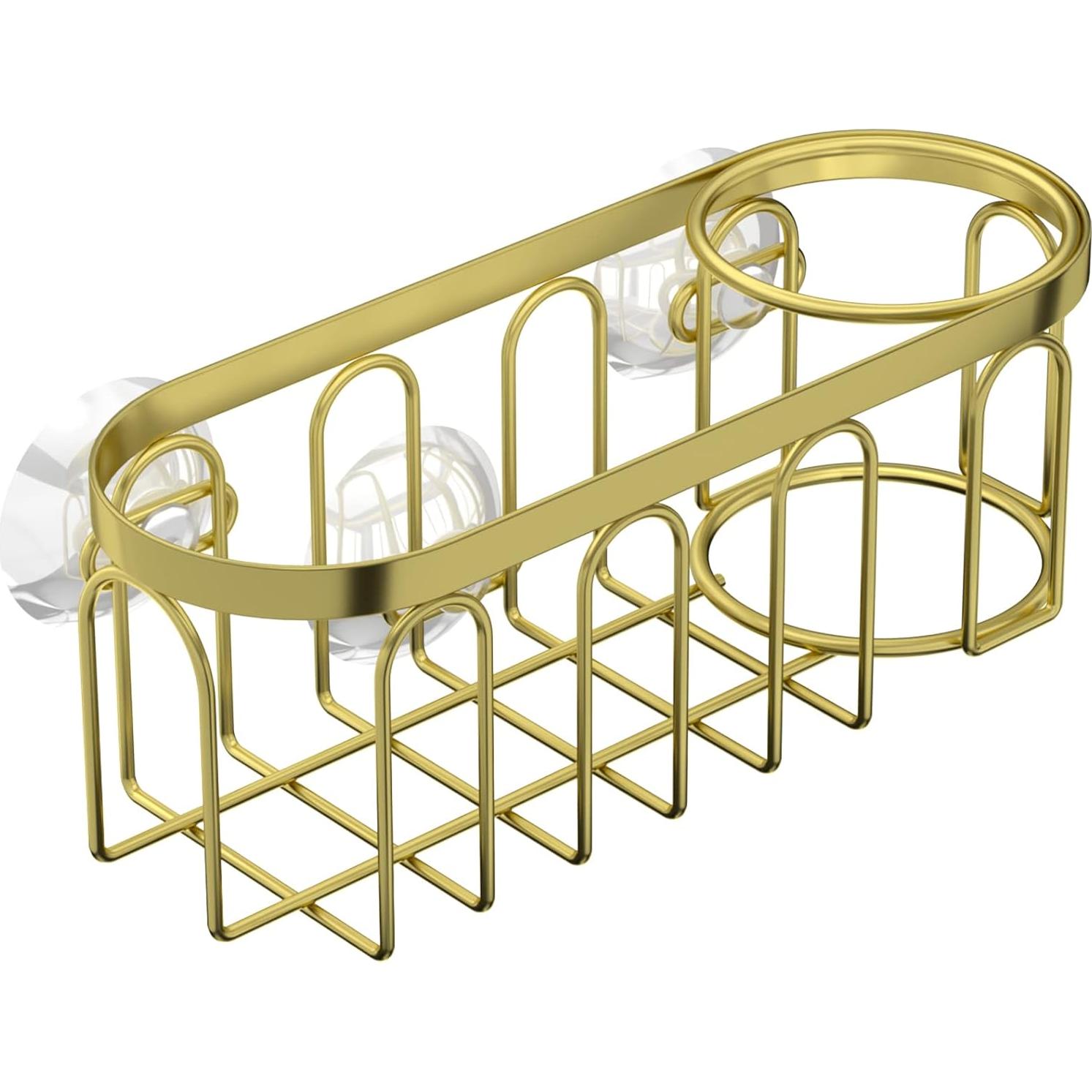 Soporte de Esponja Yazoni con Ventosa para Fregadero - Dorado