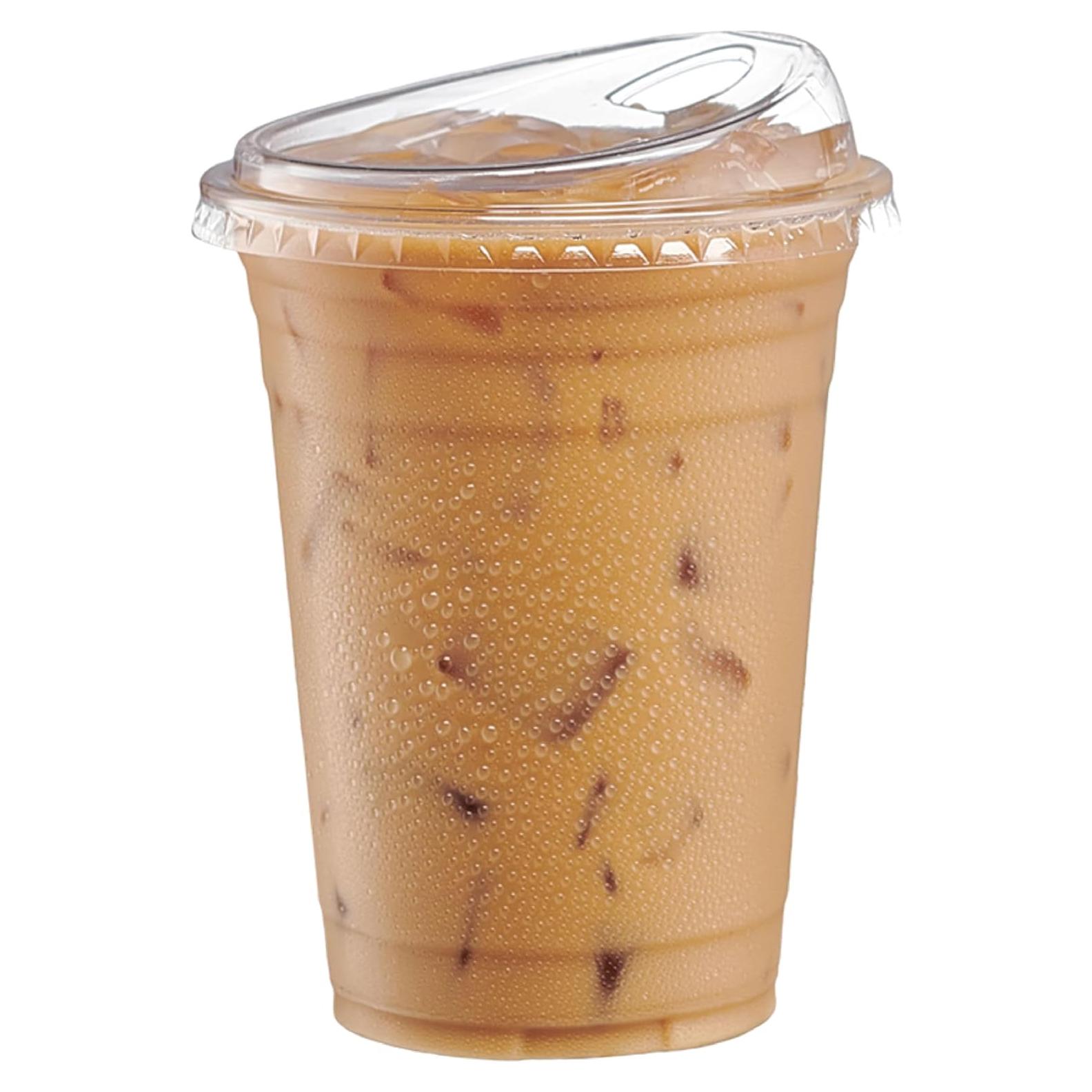 Vasos de Plástico GUSTO 16 oz (473 ml) - 50 Unidades con Tapas