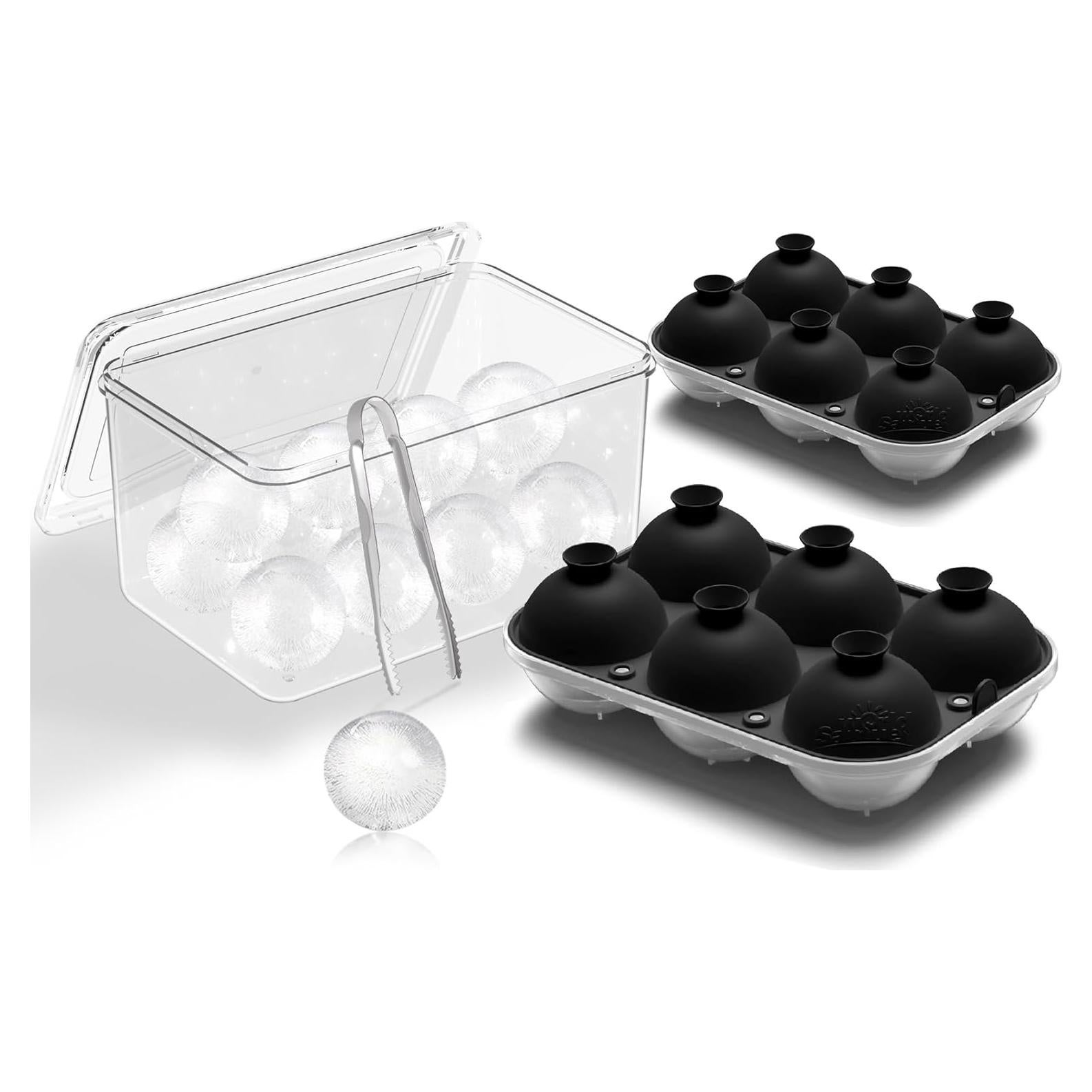 Molde de Hielo Samuelworld 12 Esferas 6cm con Contenedor - Negro