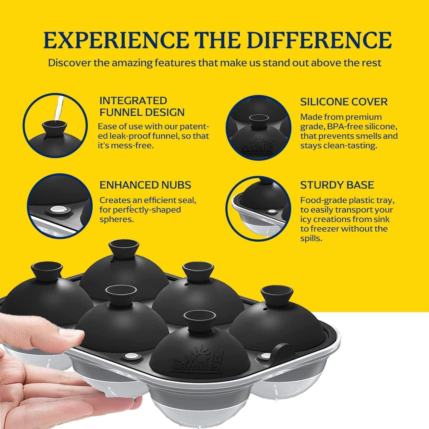 Molde de Hielo Samuelworld 12 Esferas 6cm con Contenedor - Negro