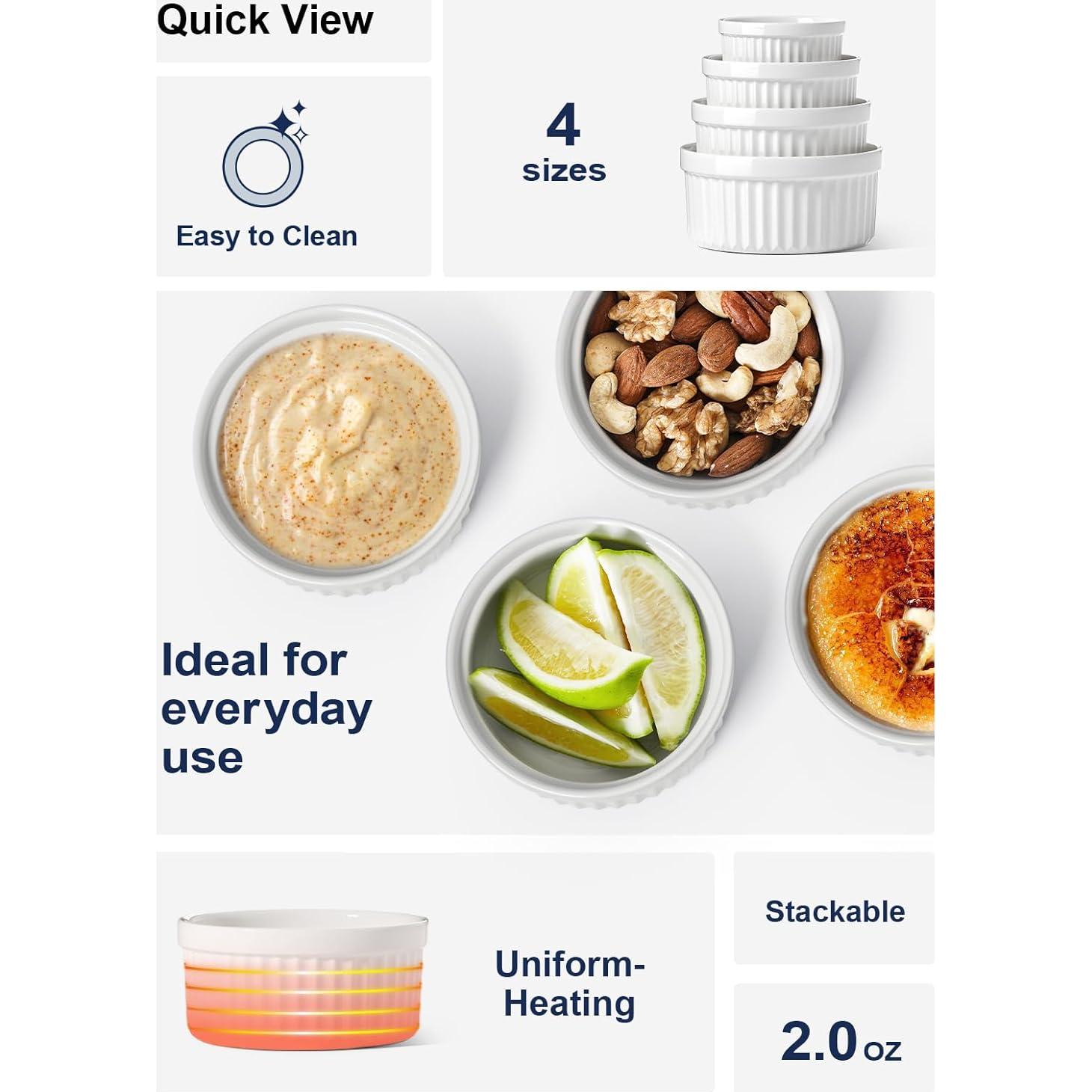 Tazas para Salsa LE TAUCI 2 oz Cerámica Blanca Set de 6