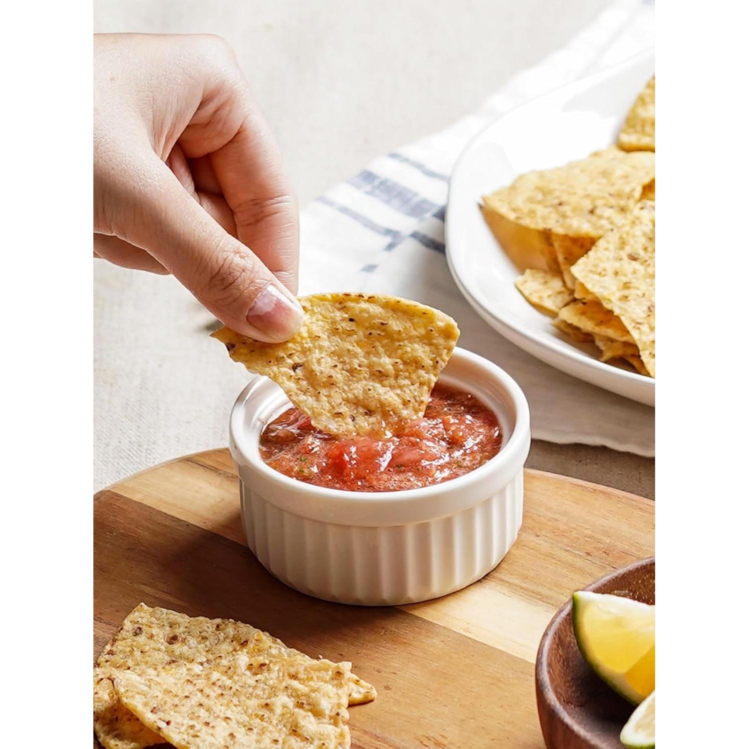 Tazas para Salsa LE TAUCI 2 oz Cerámica Blanca Set de 6