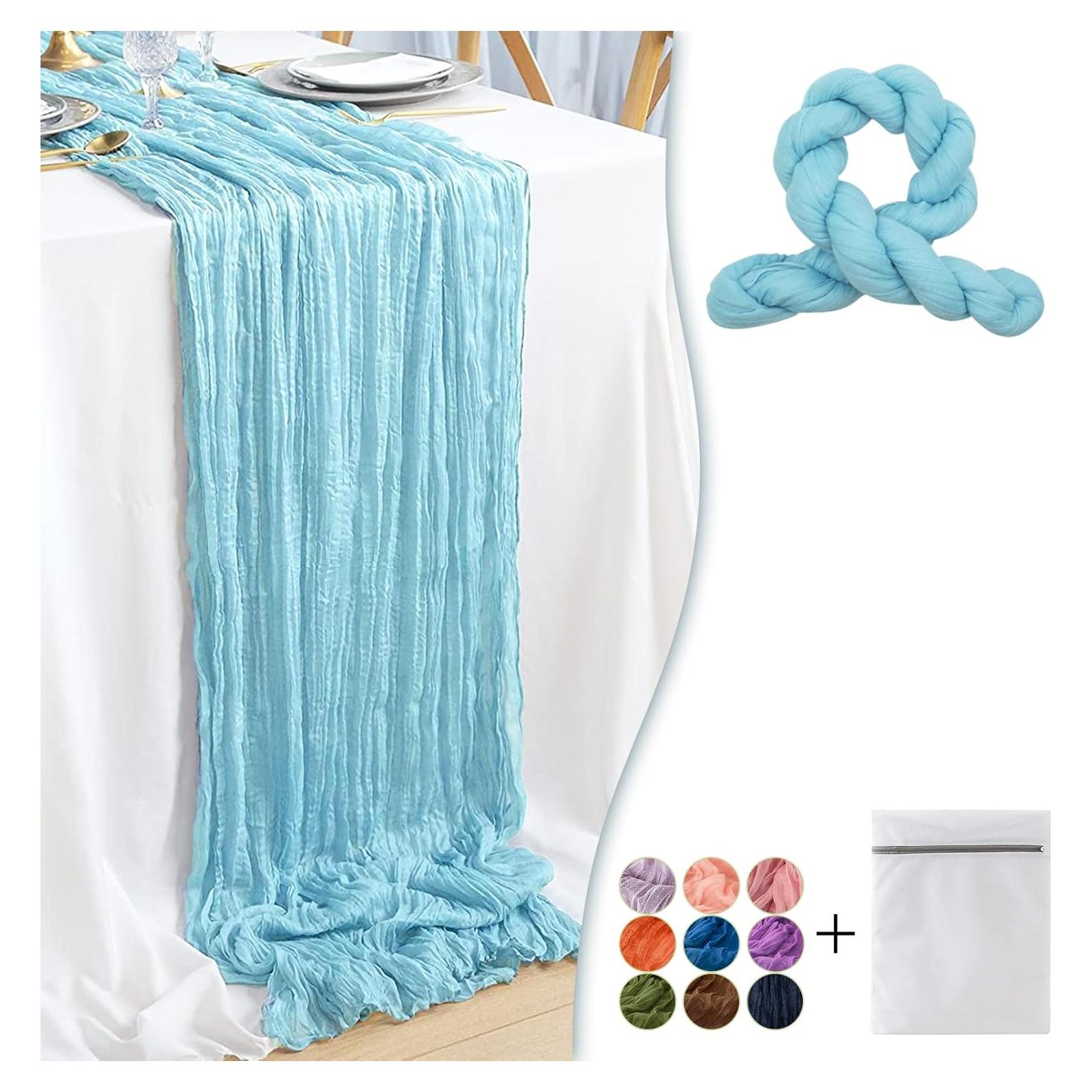 Corredor de Mesa de Gasa Azul Bebé 88.9x304.8 cm Waligoy