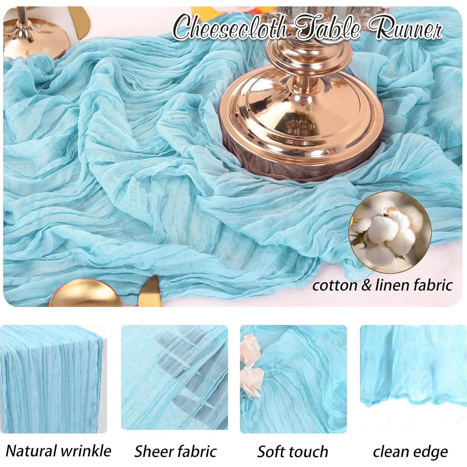 Corredor de Mesa de Gasa Azul Bebé 88.9x304.8 cm Waligoy