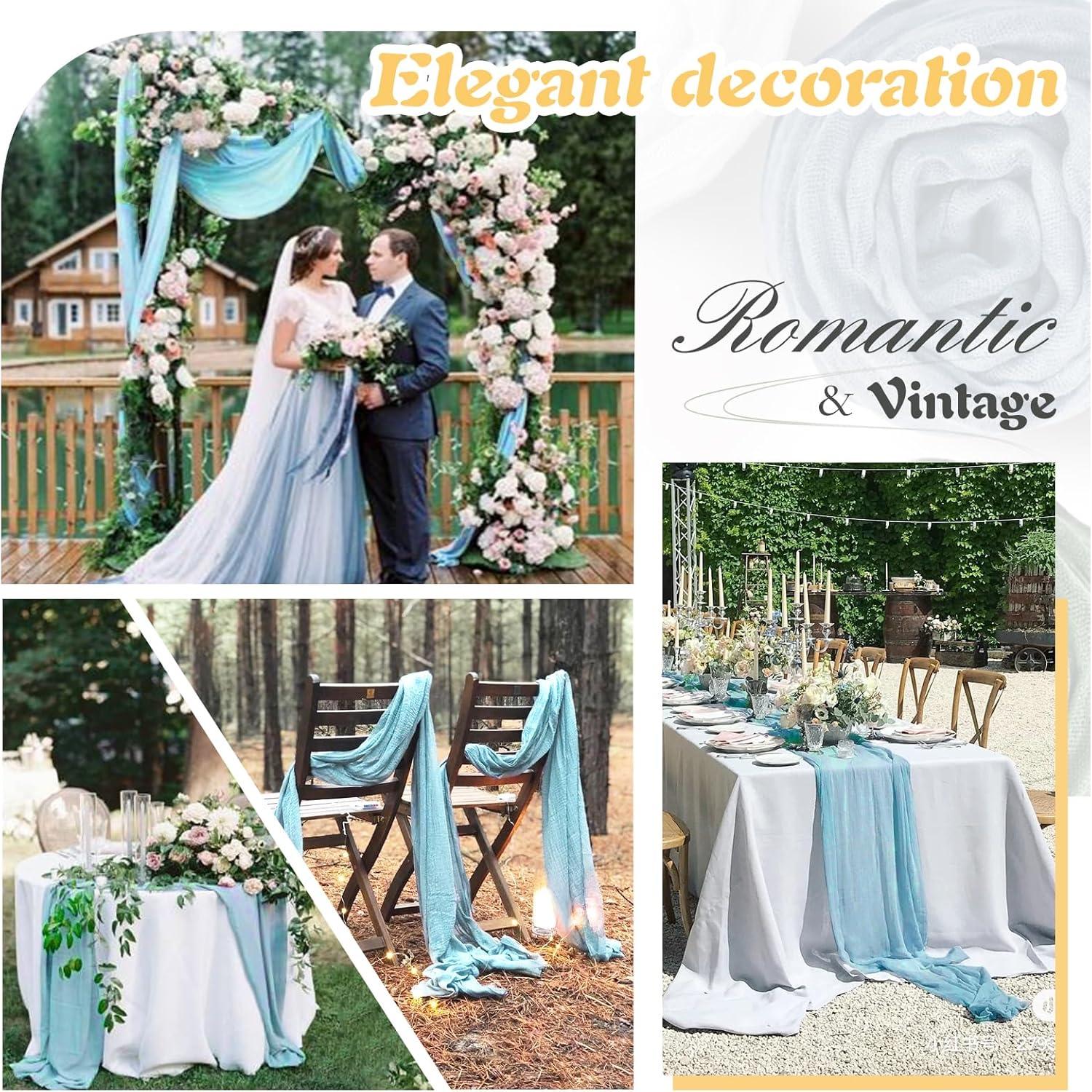 Corredor de Mesa de Gasa Azul Bebé 88.9x304.8 cm Waligoy