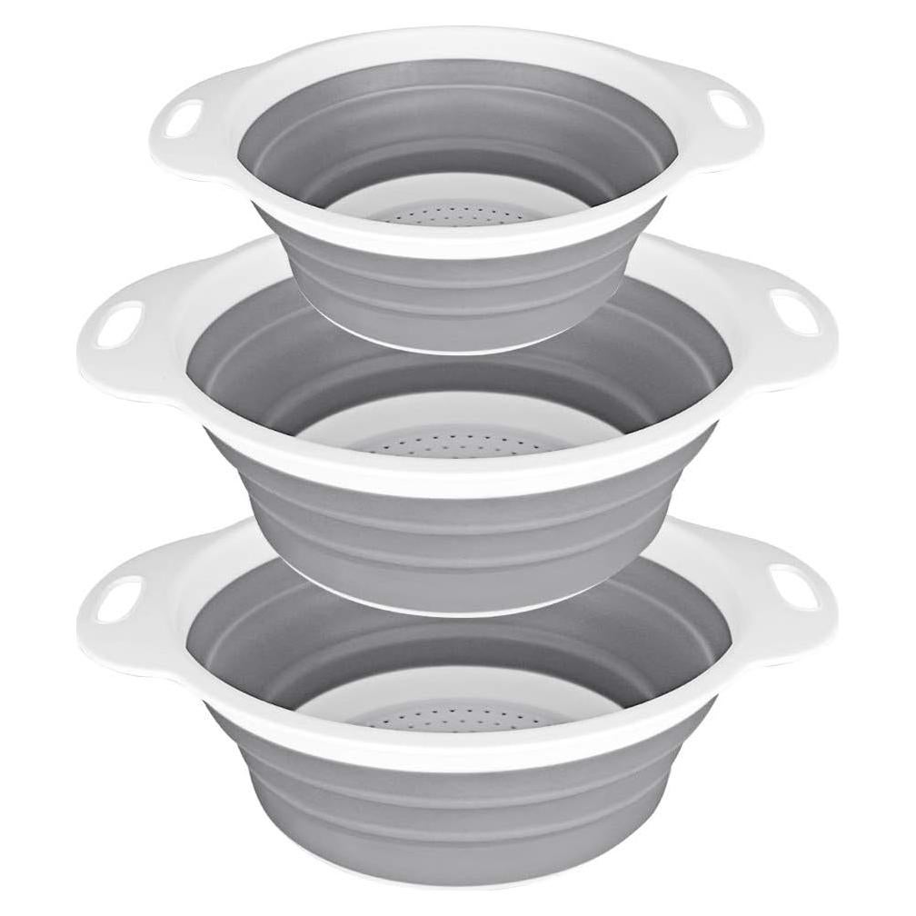 Juego de coladores plegables QiMH 3 piezas - Silicona BPA libre