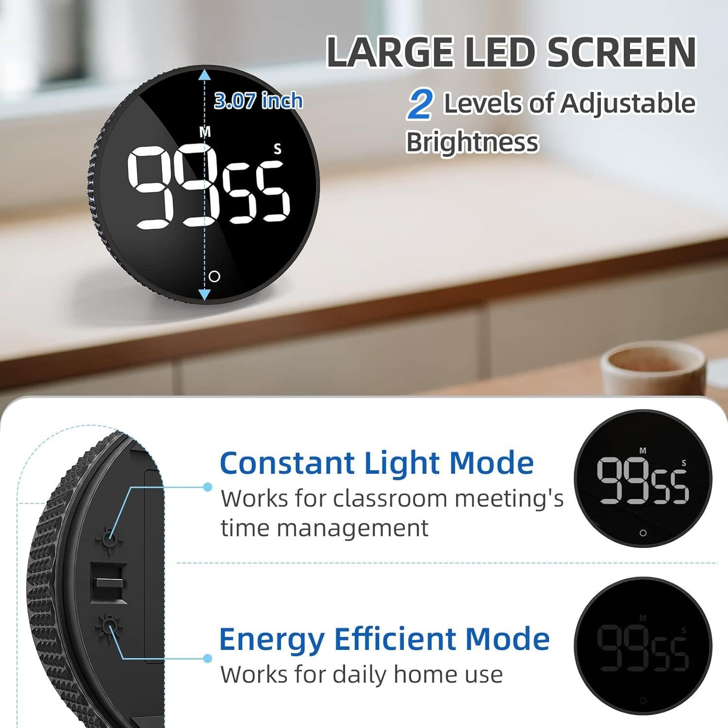 Temporizador Digital LFF Magnético con Pantalla LED 3" Negro