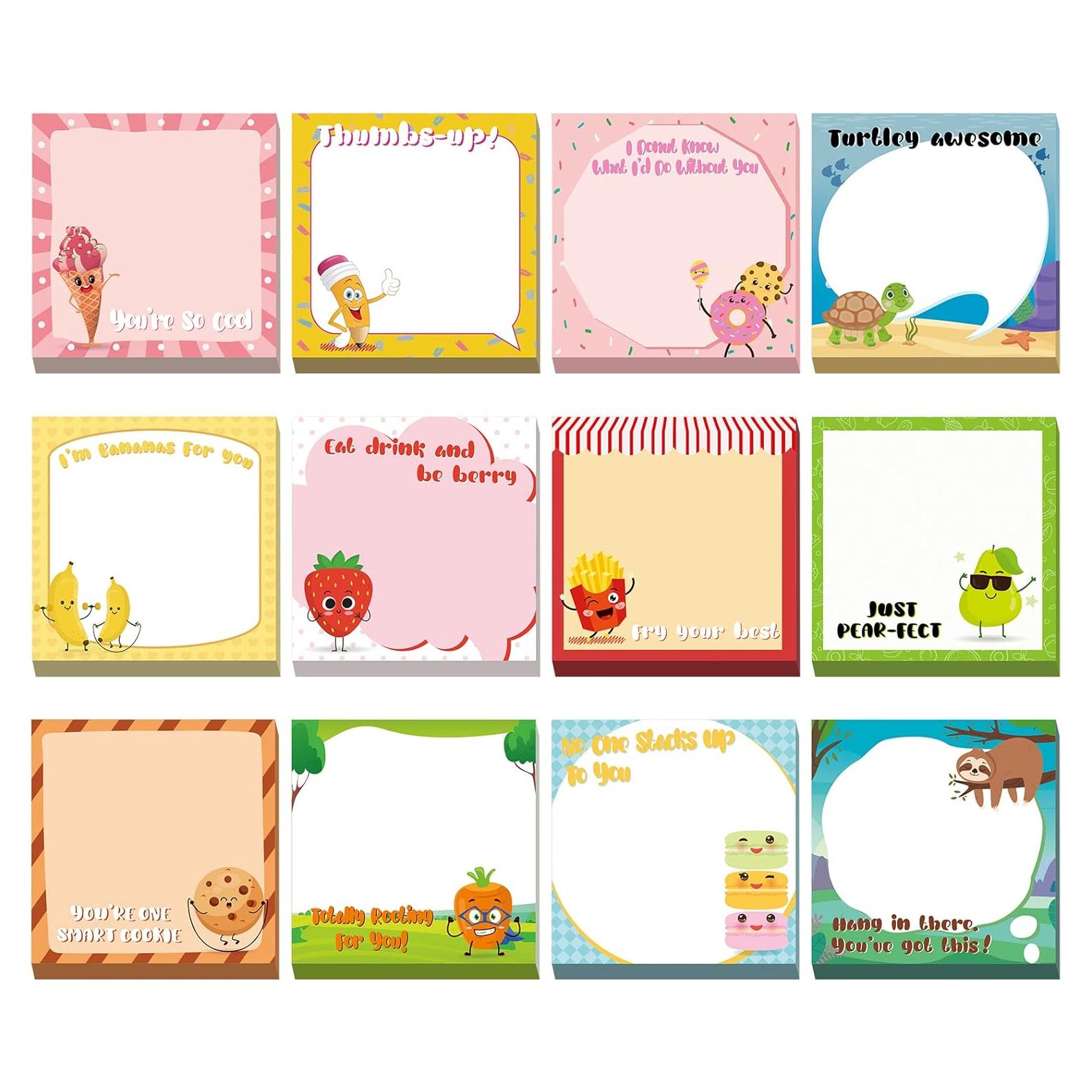 12 Notas Adhesivas Motivacionales Geyee 7.62x7.62 cm Divertidas